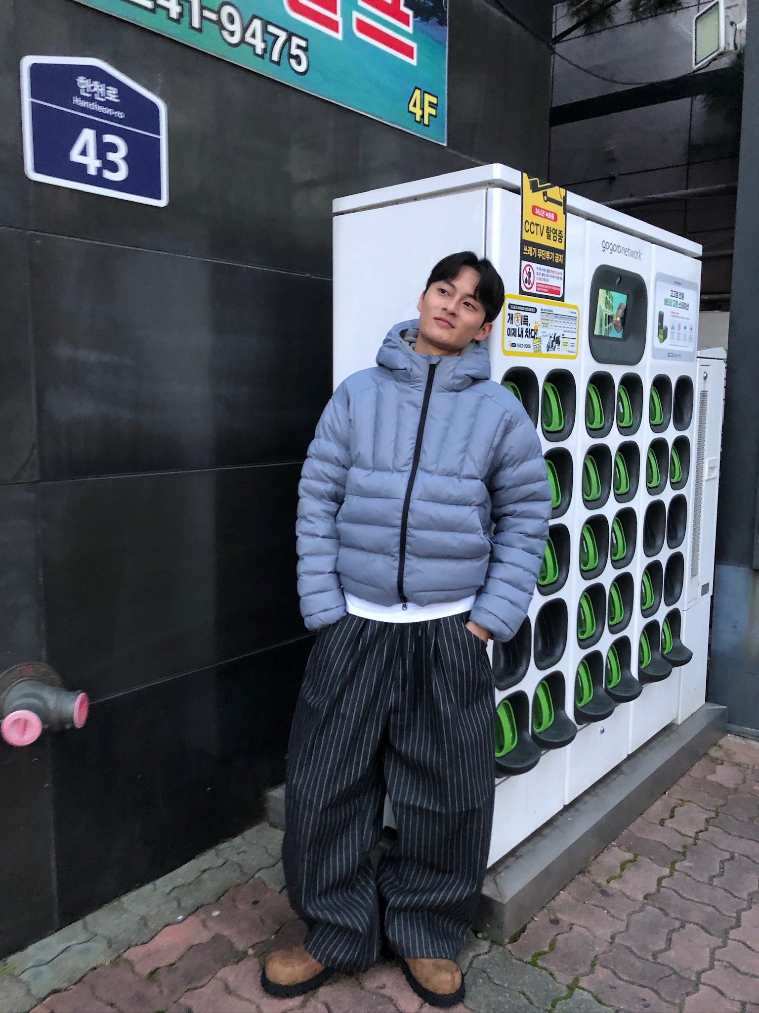 紐約型男 眾星刺繡 單層褶皺 條紋 牛仔寬褲 - 2C8