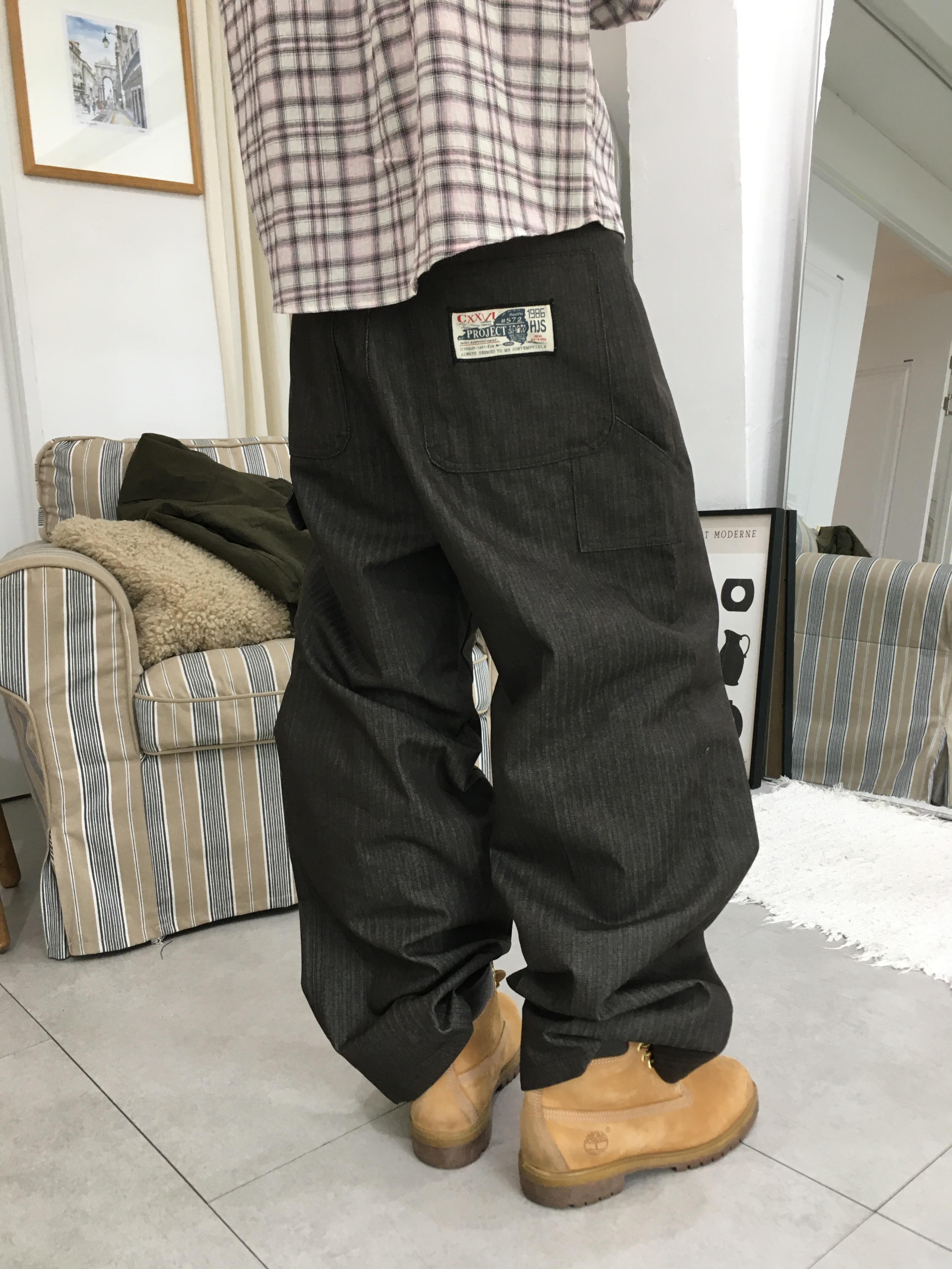 人字紋 小貼片刺繡 寬版直筒 原牛褲 - 3C2