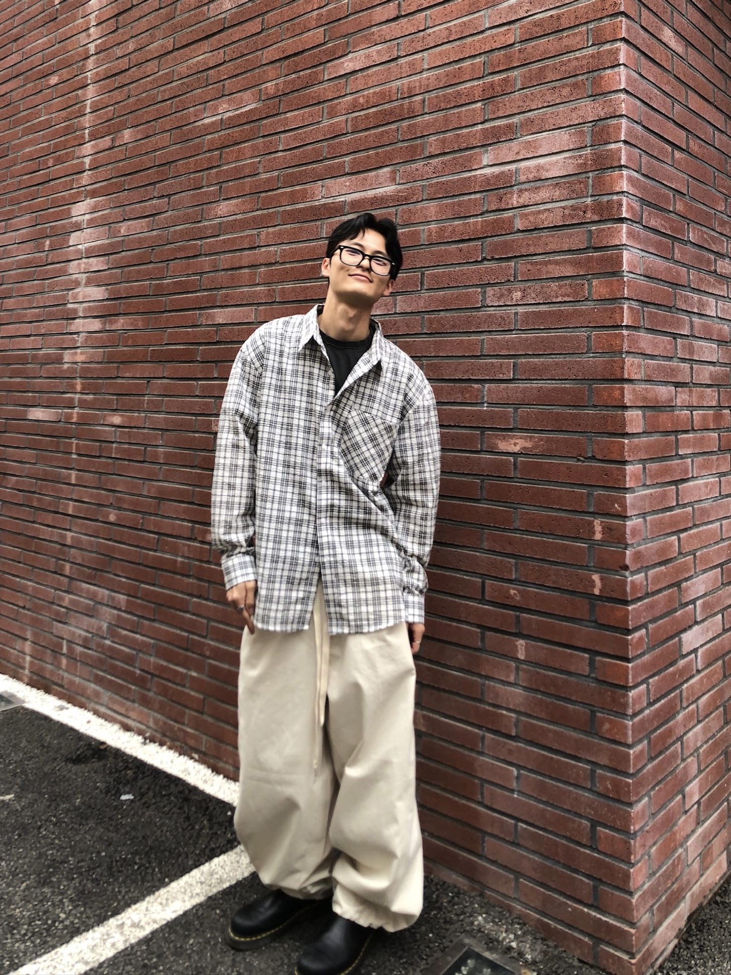 幹練率性 高檔蓬感木 寬版 鬆緊帶 工裝褲 - 3C17