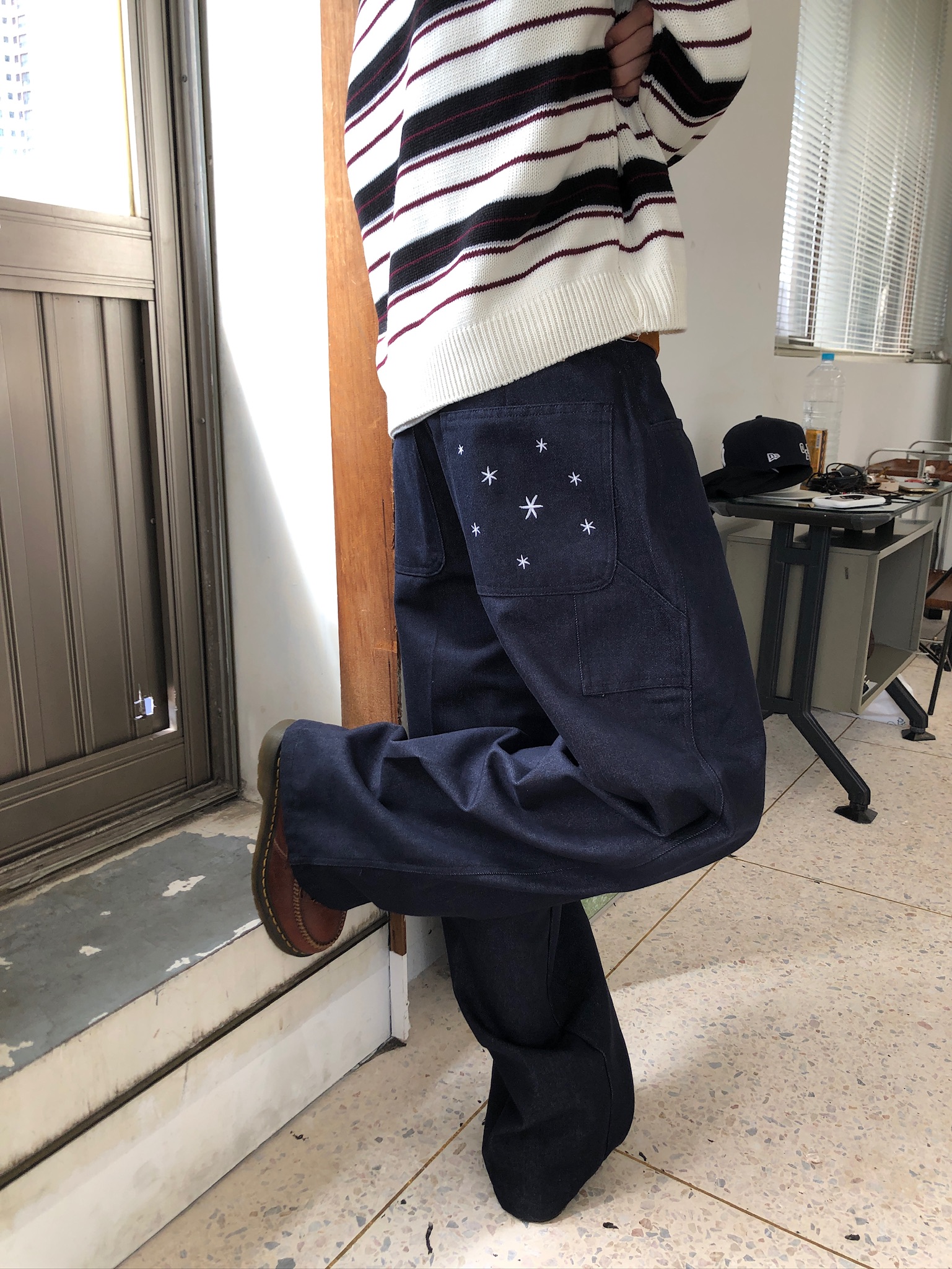 倫敦街頭 星辰大海 高級印染 原牛 寬褲 - 1C9