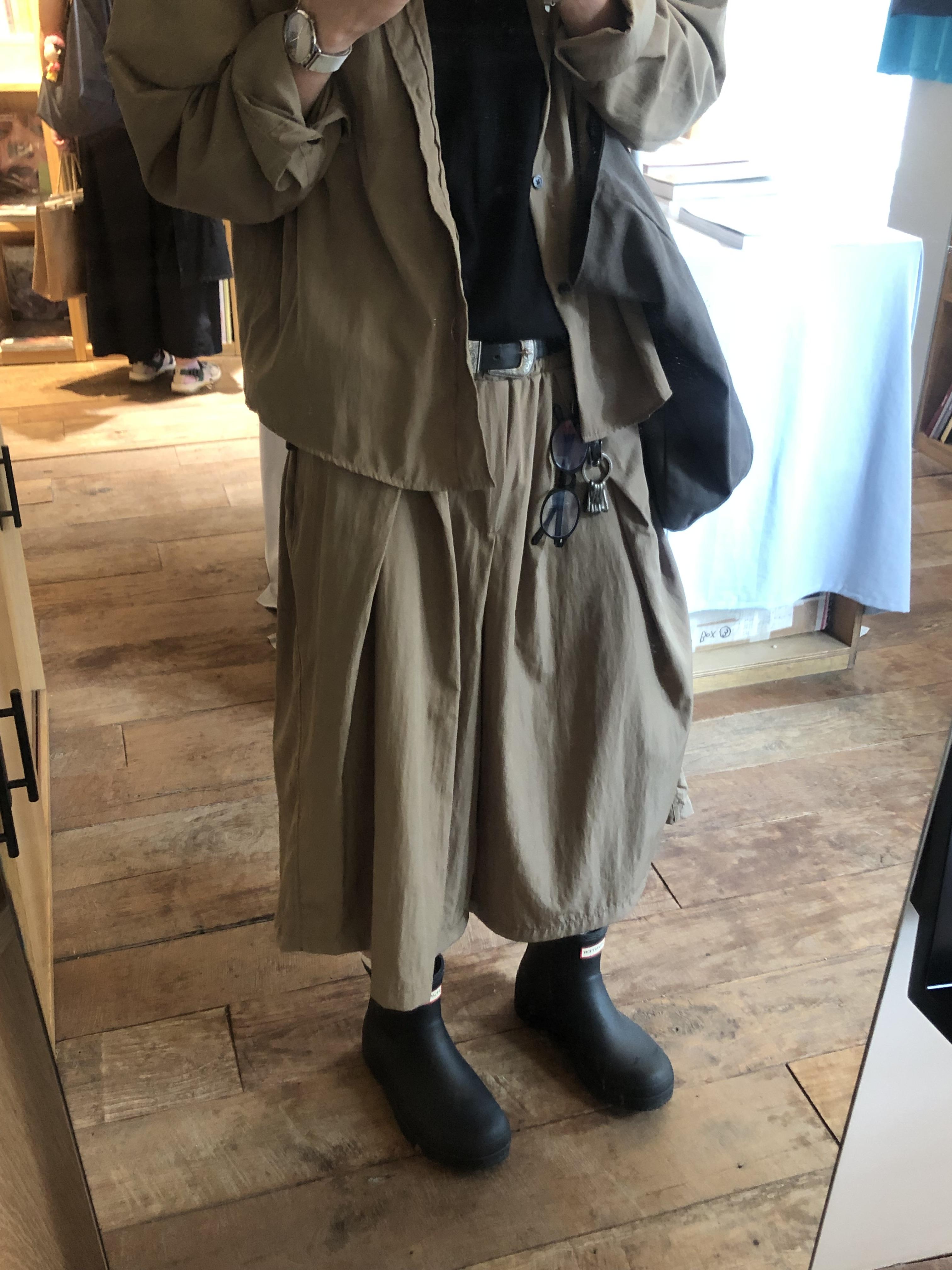 夏季涼感 尼龍材質 斜線抓皺 鬆弛感 8分褲 套裝 - 3C9