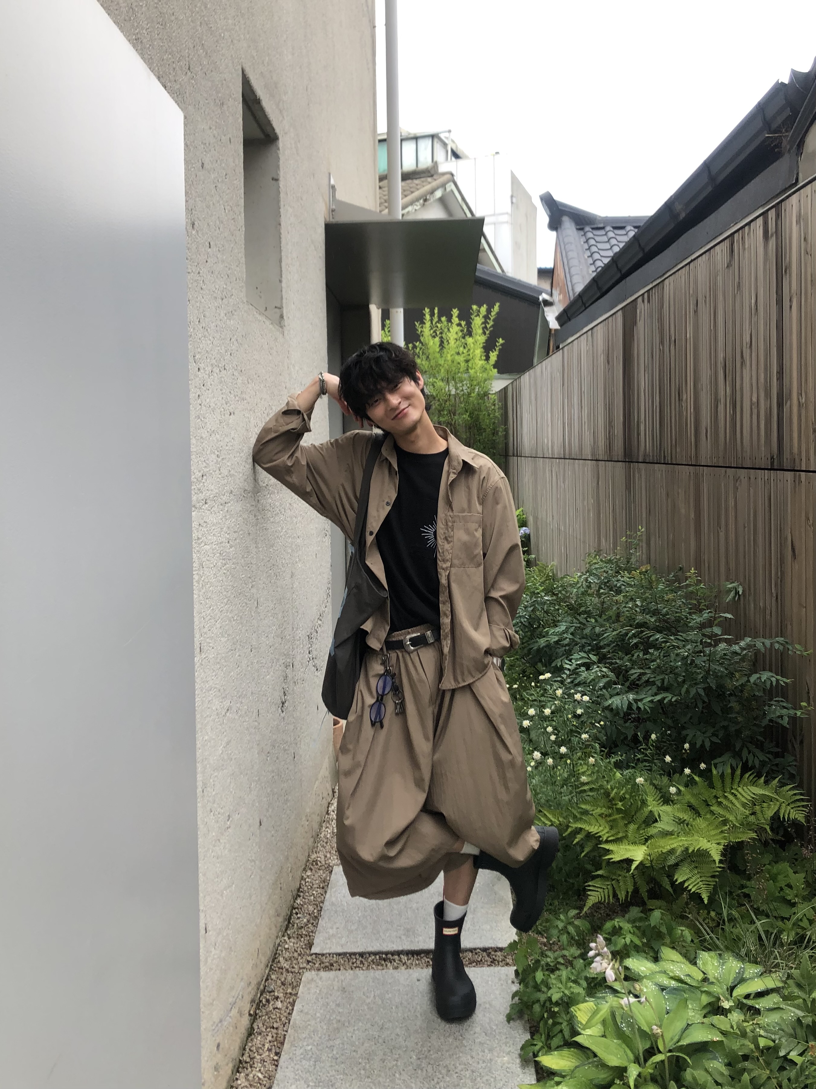 夏季涼感 尼龍材質 斜線抓皺 鬆弛感 8分褲 套裝 - 3C20