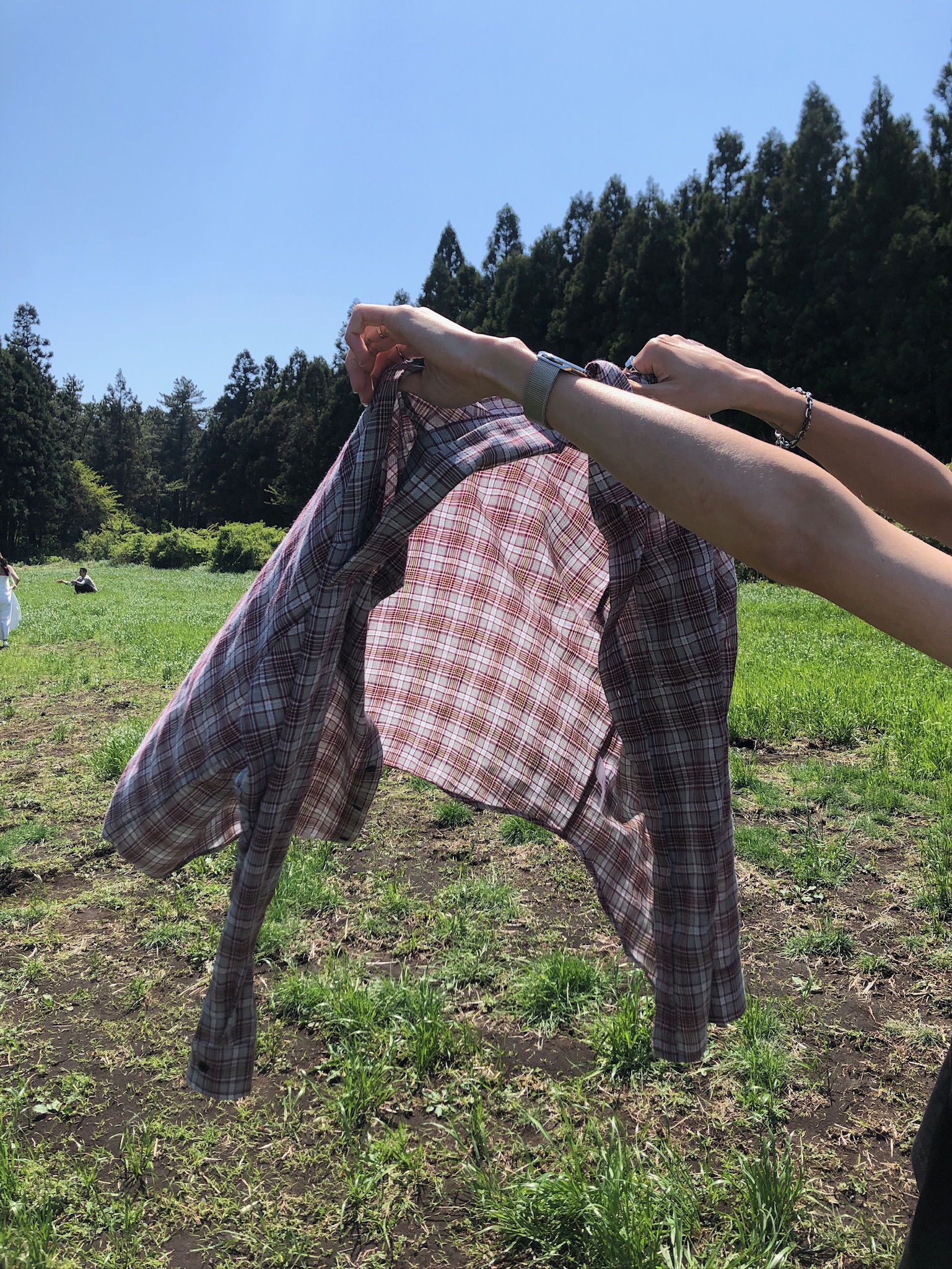 文藝浪漫派 夏季輕薄 撞色格紋 寬鬆襯衫 - 3C3