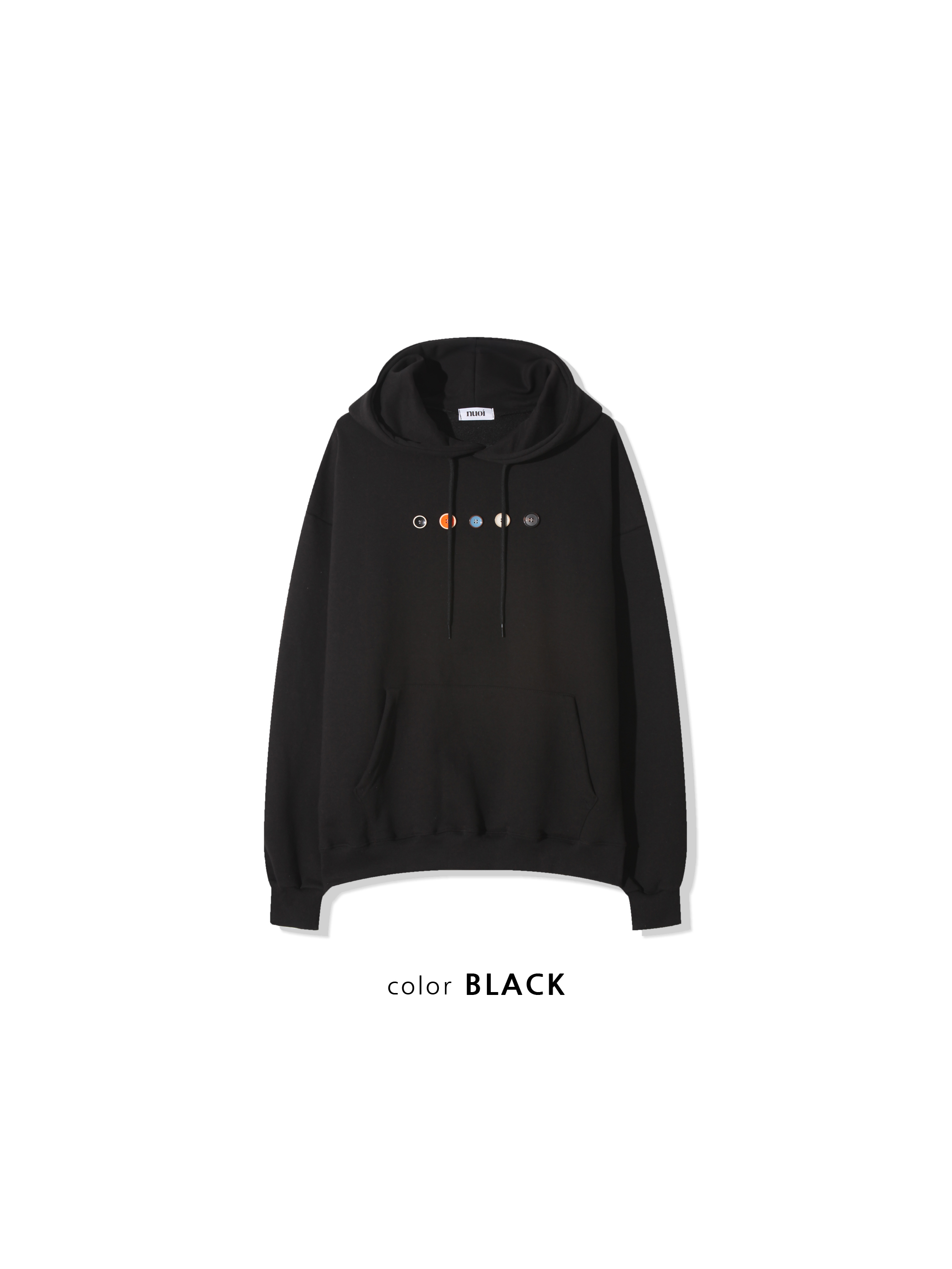 街頭鬆弛 多色鈕扣 寬版 帽T 長袖 - 3C20