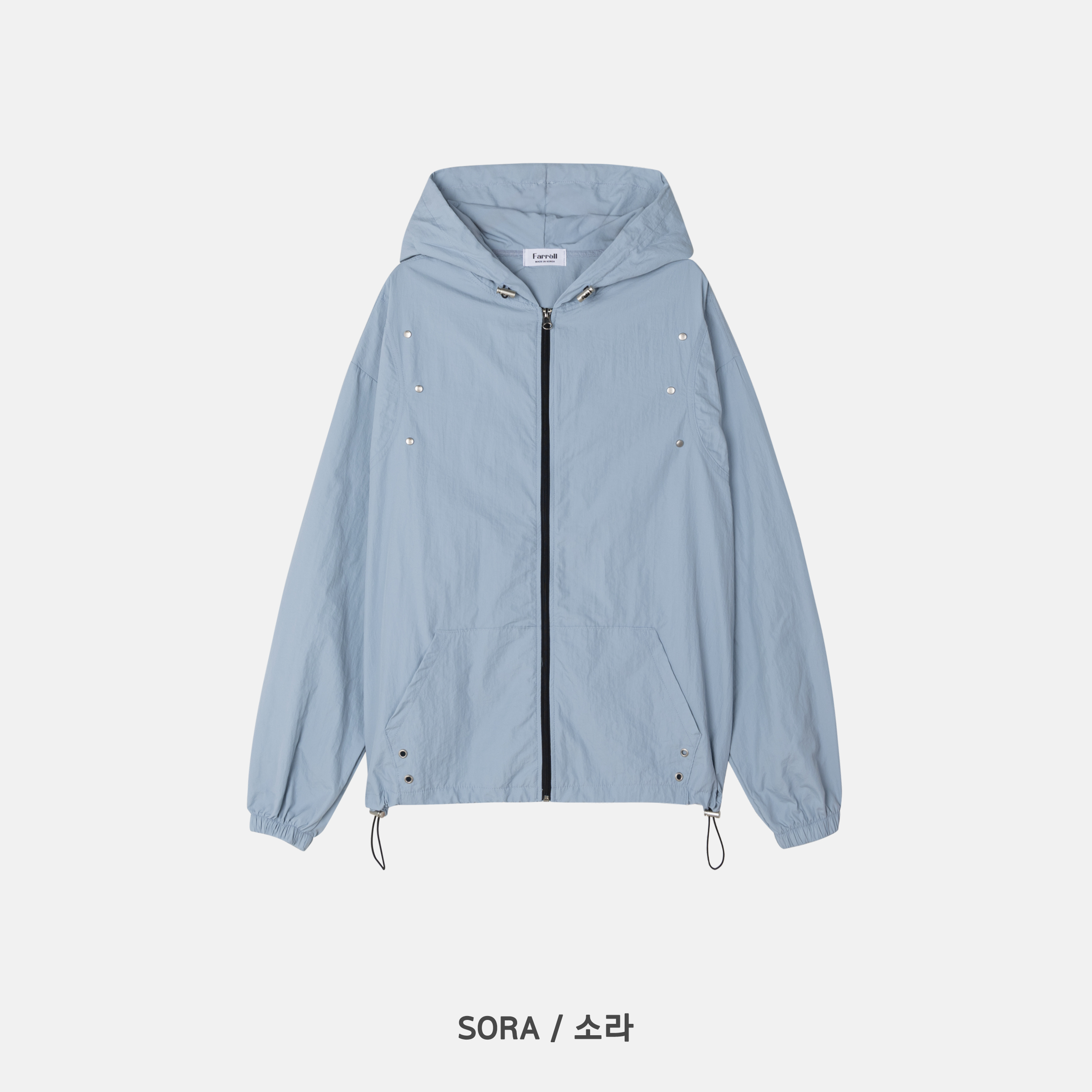 現代街頭 弧形卯釘 夏季風衣 連帽外套 - 3C23