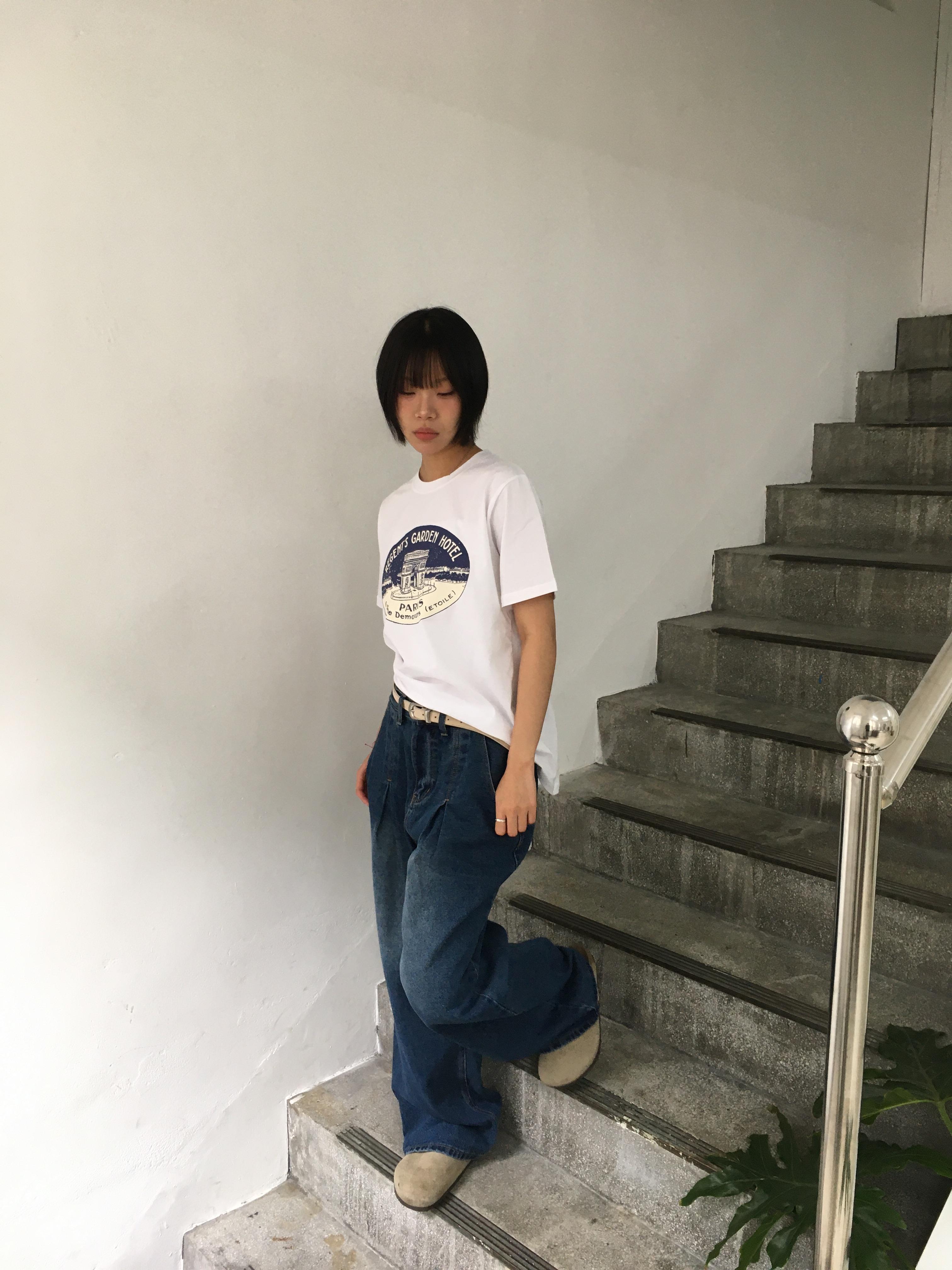 質感韓系女 休閒風 俐落抓皺 牛仔 寬褲 - 3C15