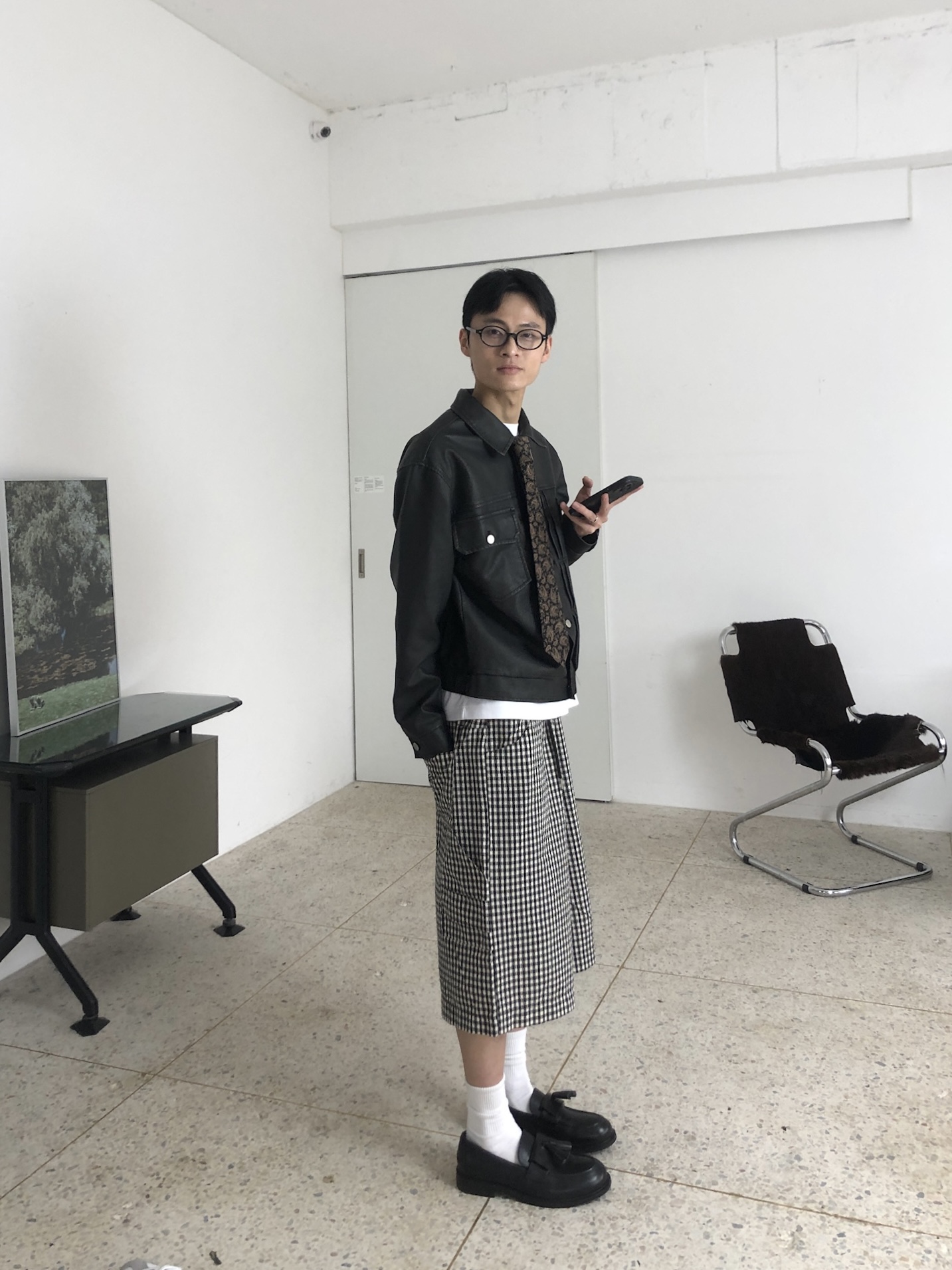 歐美街頭 經典格紋 百慕達 工裝 棉短褲 - 2C15