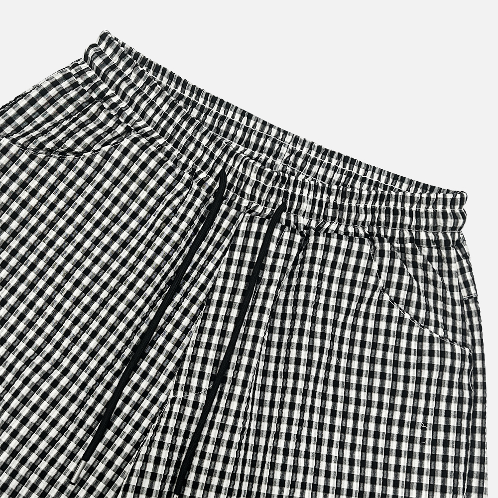 歐美街頭 經典格紋 百慕達 工裝 棉短褲 - 2C18