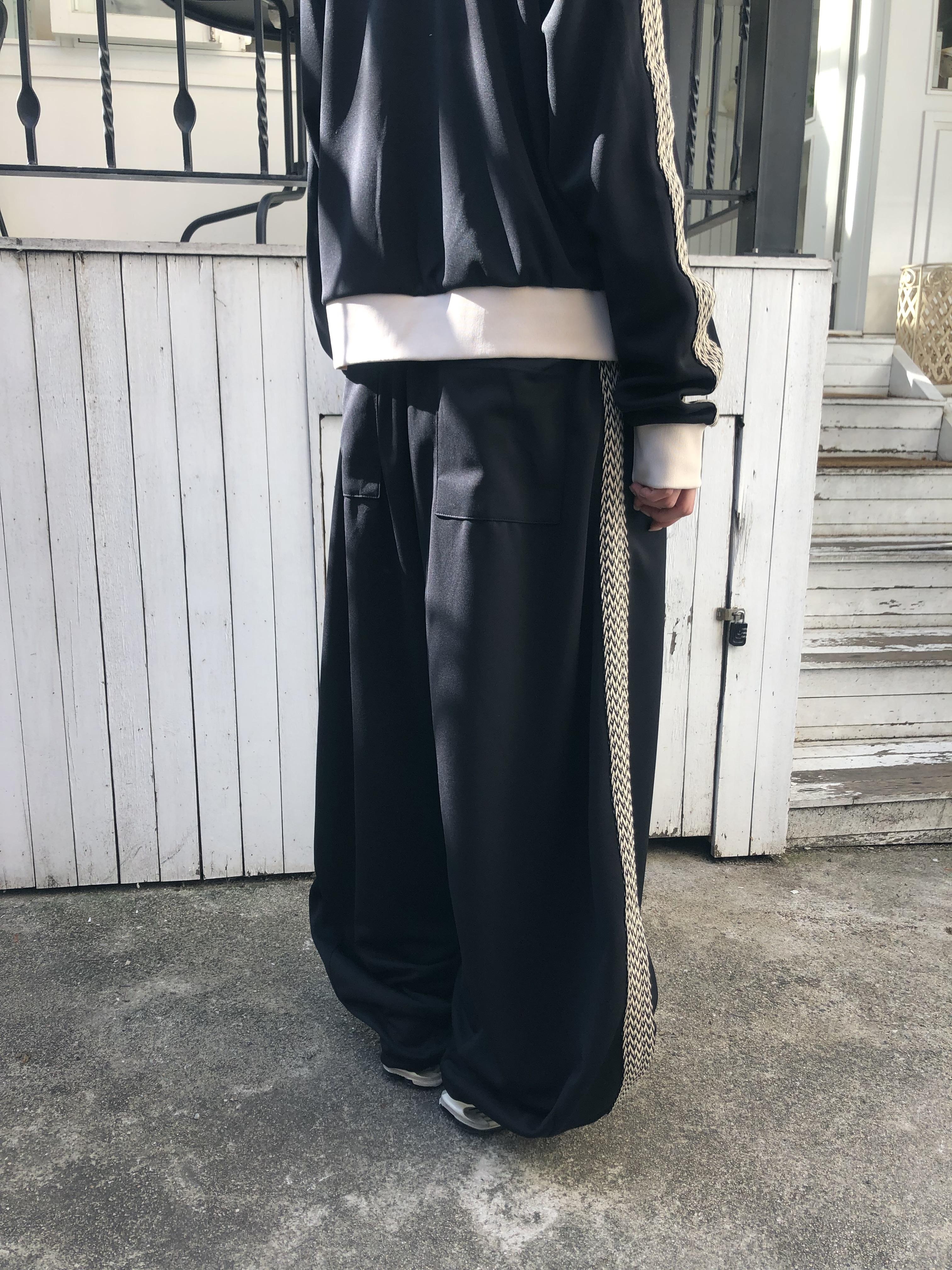 印地安格紋 文藝感 運動配色套裝 寬版 長褲 - 3C10