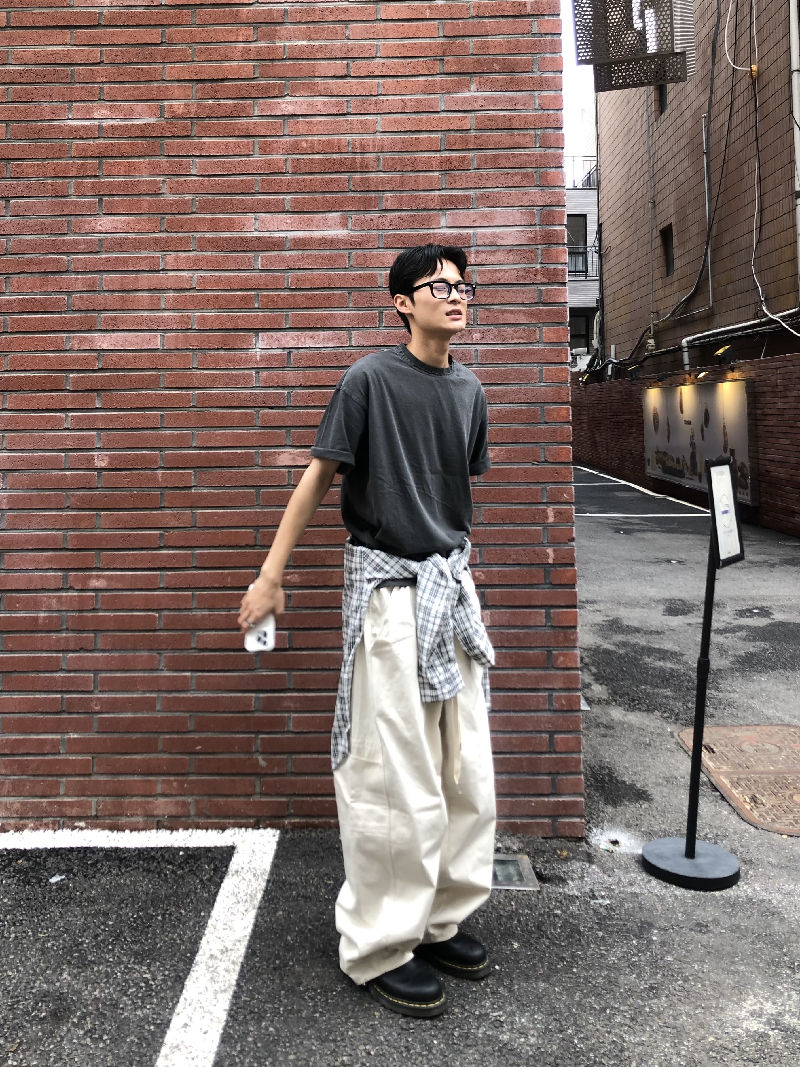 幹練率性 高檔蓬感木 寬版 鬆緊帶 工裝褲 - 3C10