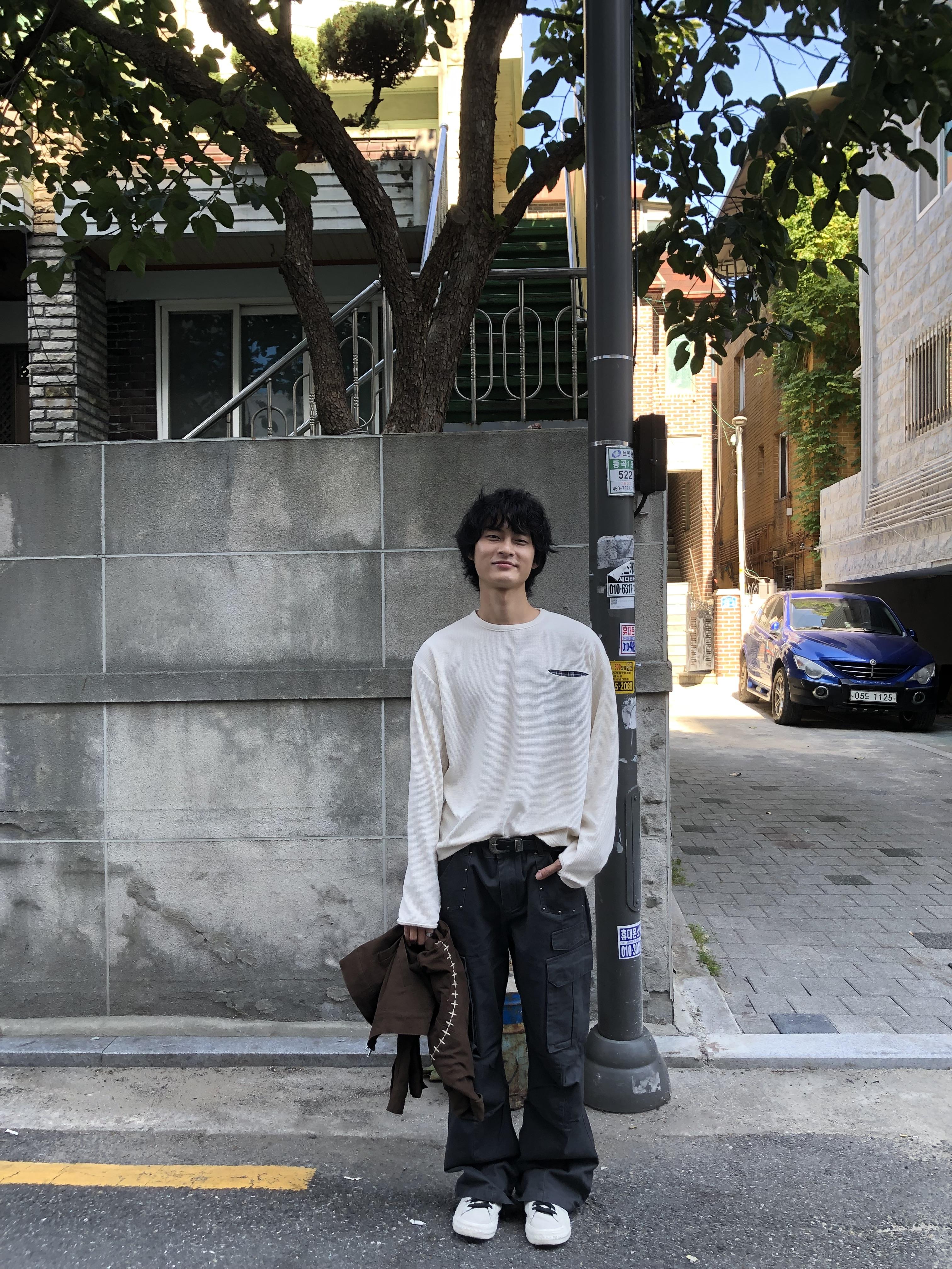 經典復古 口袋格紋 指套設計 短版長袖 - 3C3