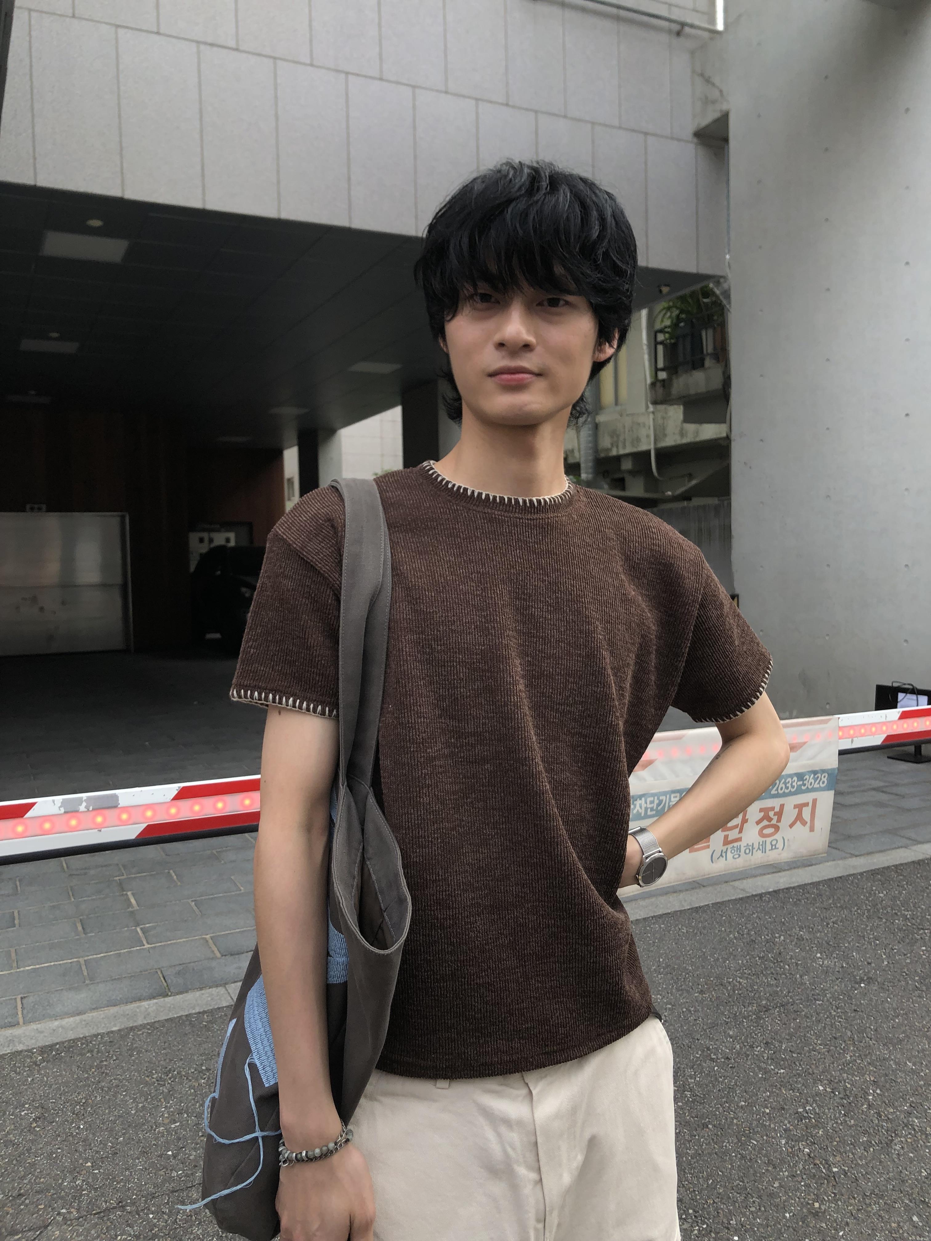 夏季針織 極簡風 經典配色 短版 短袖 上衣 - 6C11