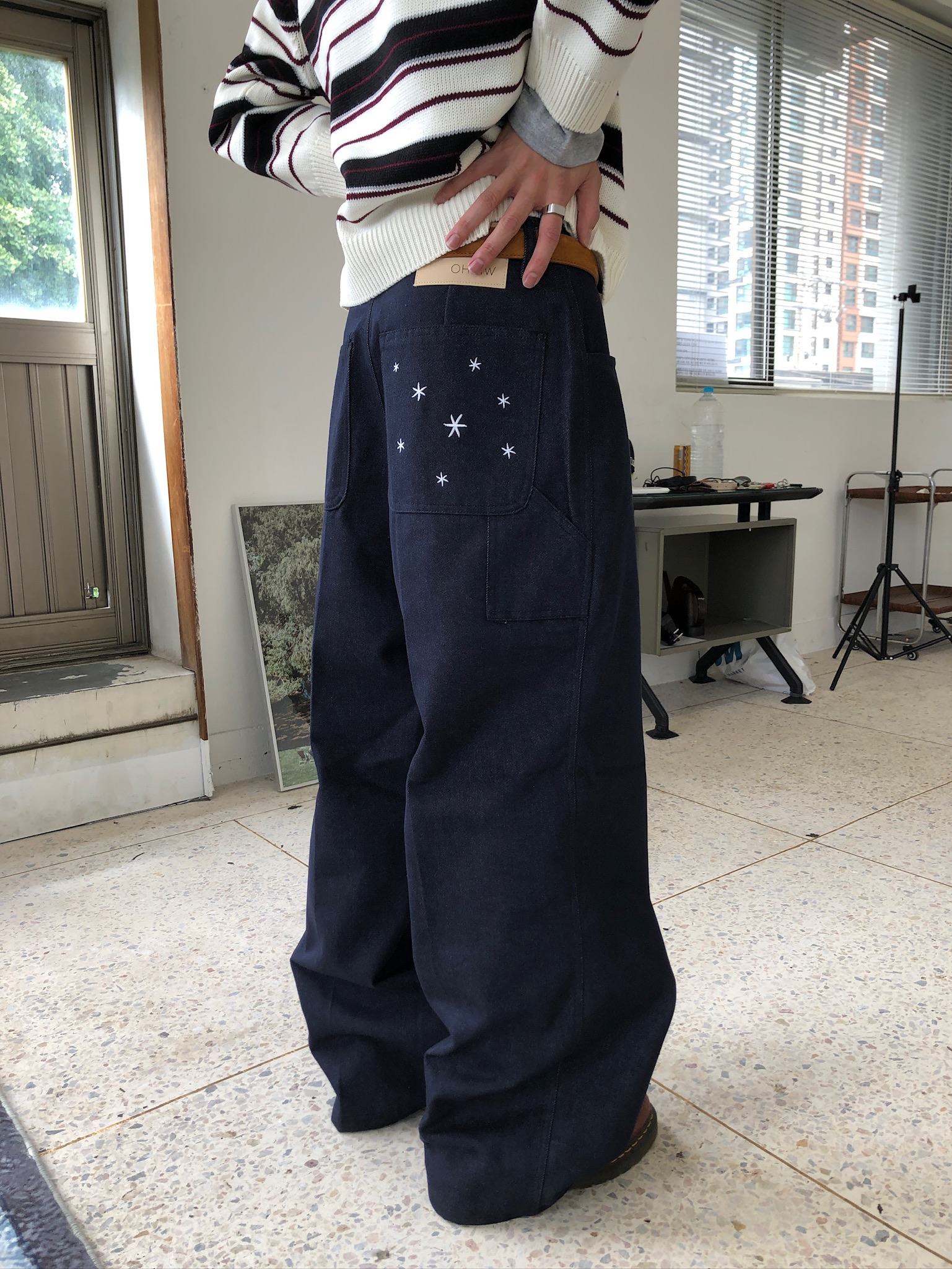 倫敦街頭 星辰大海 高級印染 原牛 寬褲 - 1C6