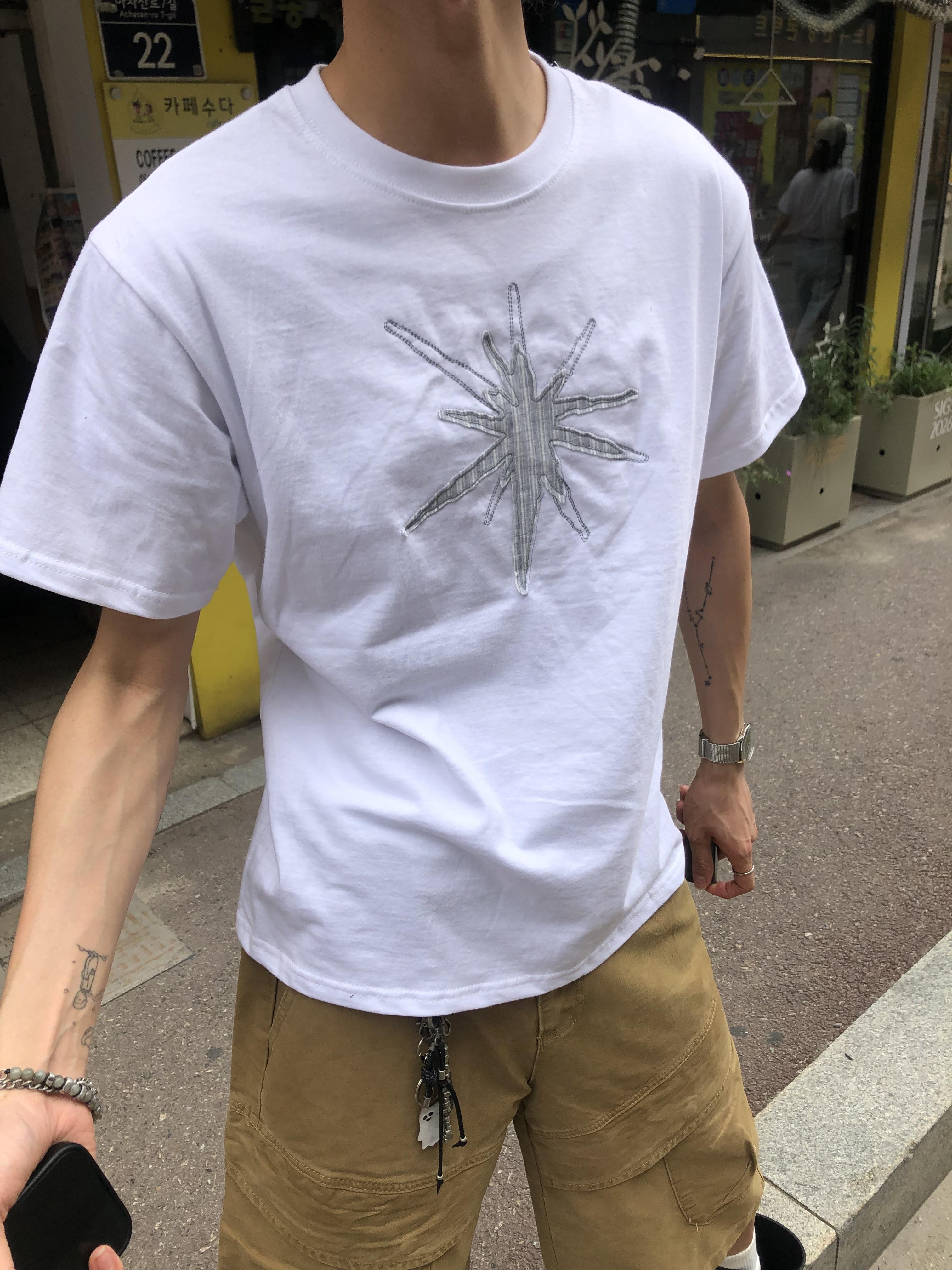 中央復古 放射條紋 刺繡 短版上衣 - 3C16