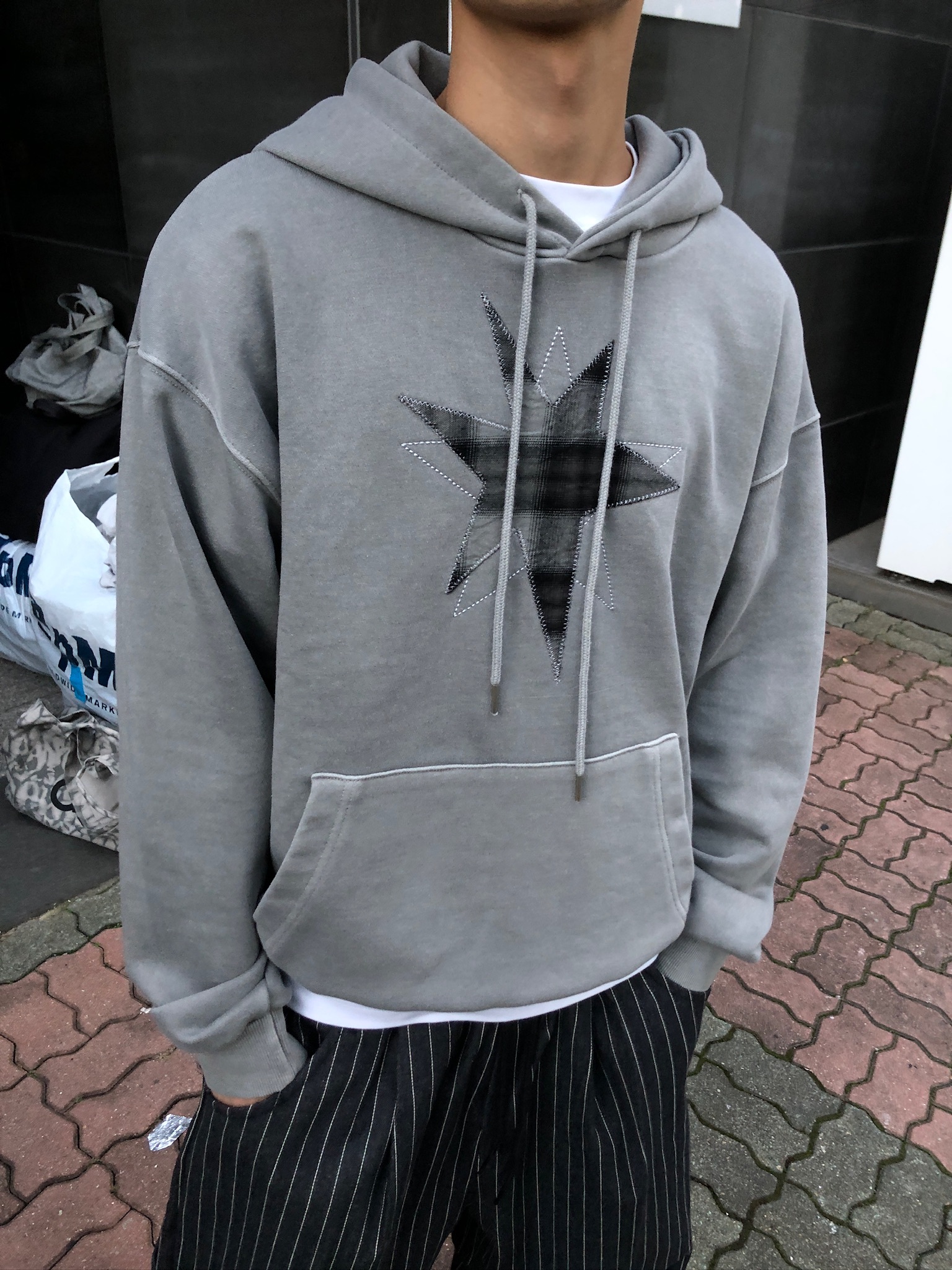 不規則星形 高質感刺繡 水洗帽T 長袖 - 3C3