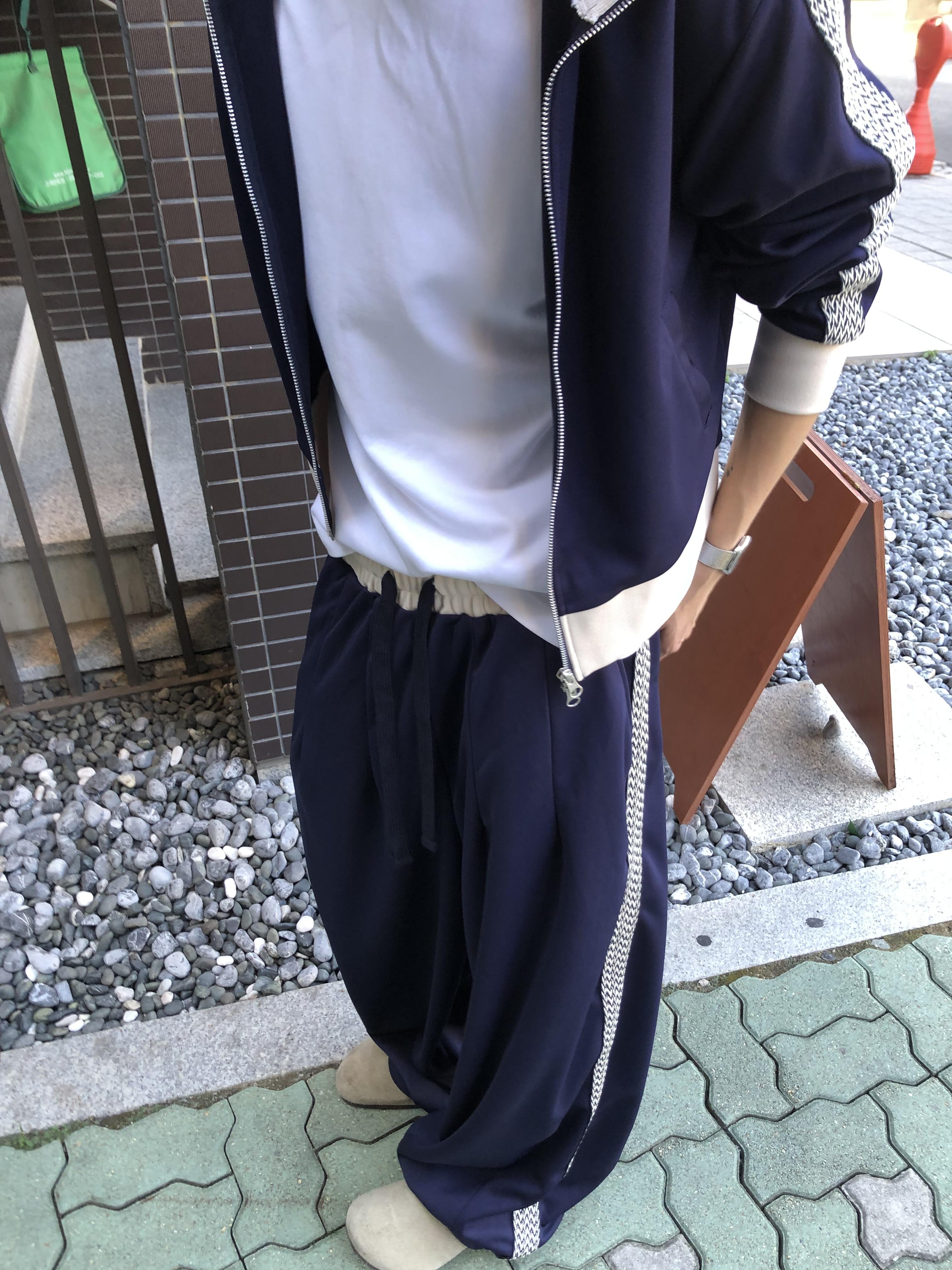 印地安格紋 文藝感 運動配色套裝 寬版 長褲 - 3C13