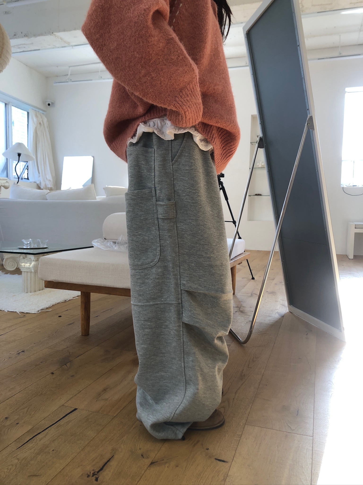 層疊口袋 降落傘 空氣棉 寬版棉褲 - 4C9