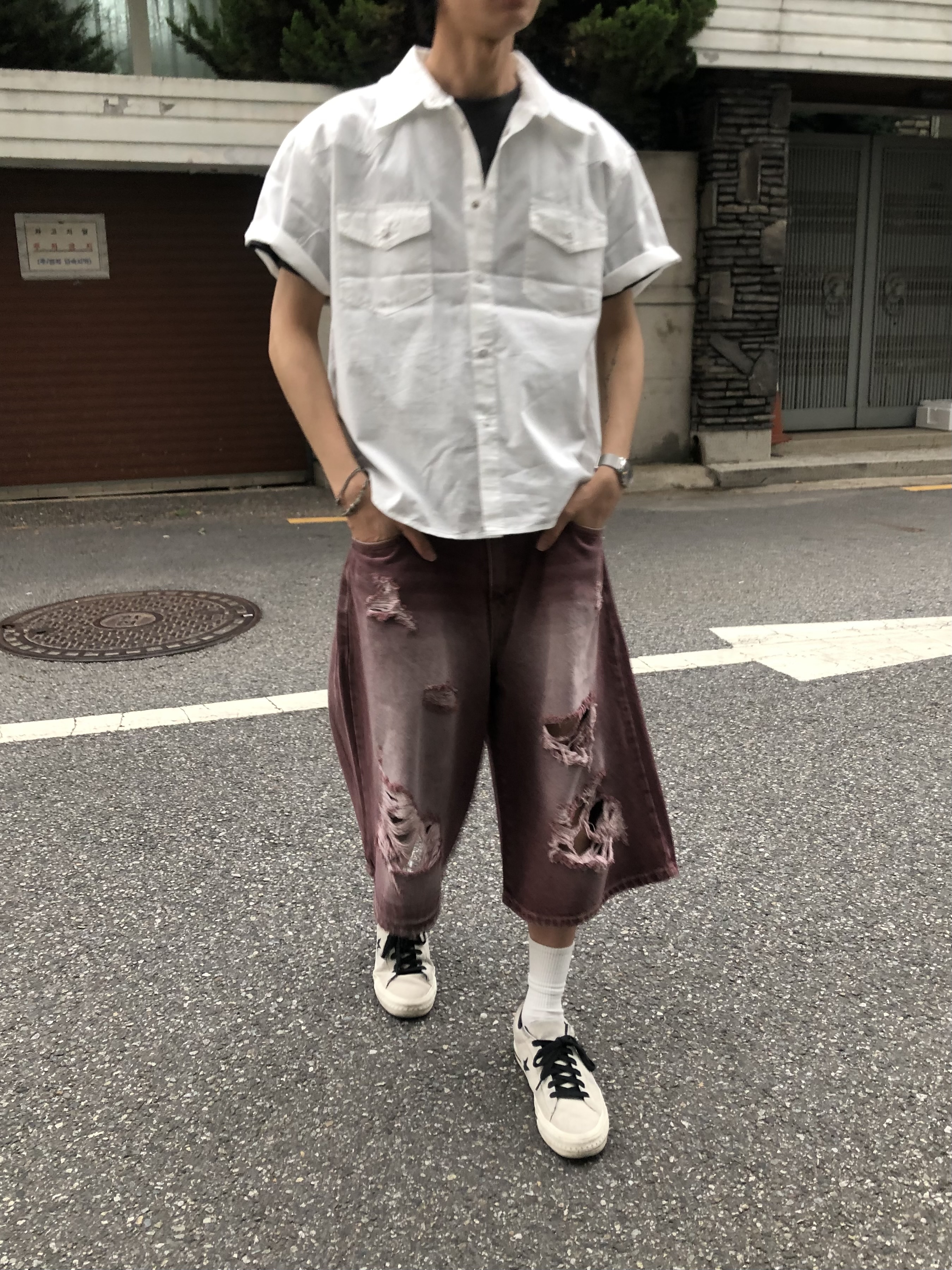 韓系型男 俐落線條 薄款 短袖 襯衫 - 4C19