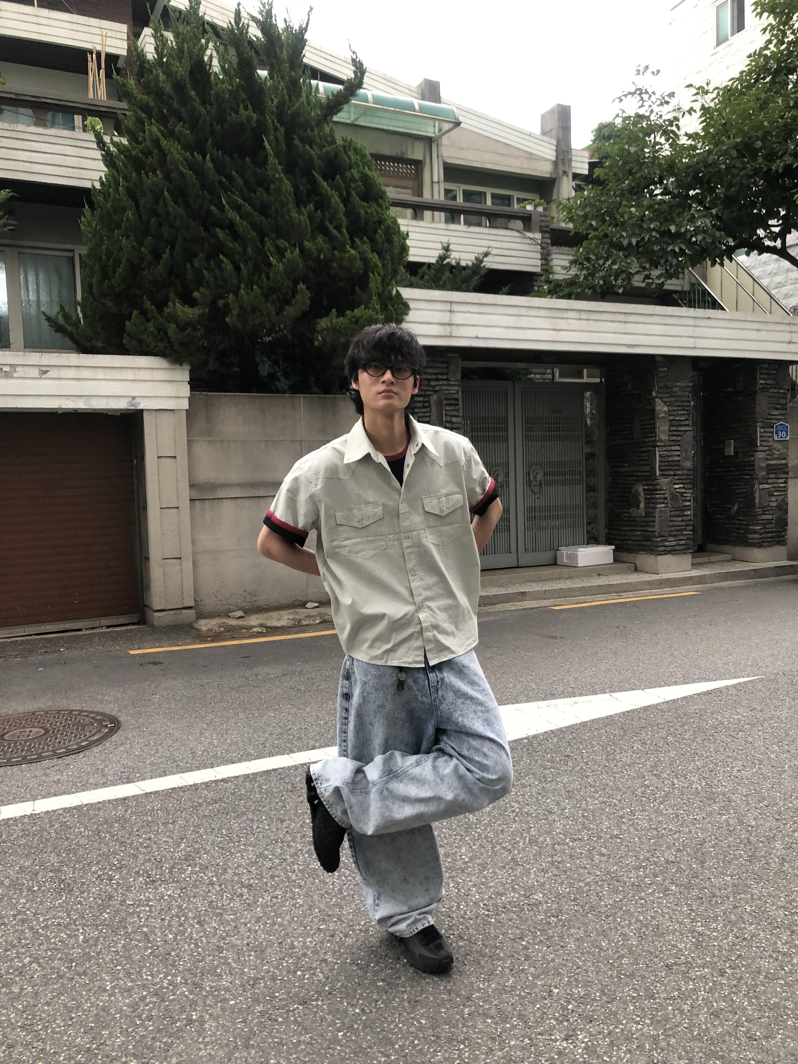 冰原破痕 渲染 雙層口袋 牛仔寬褲 - 1C2