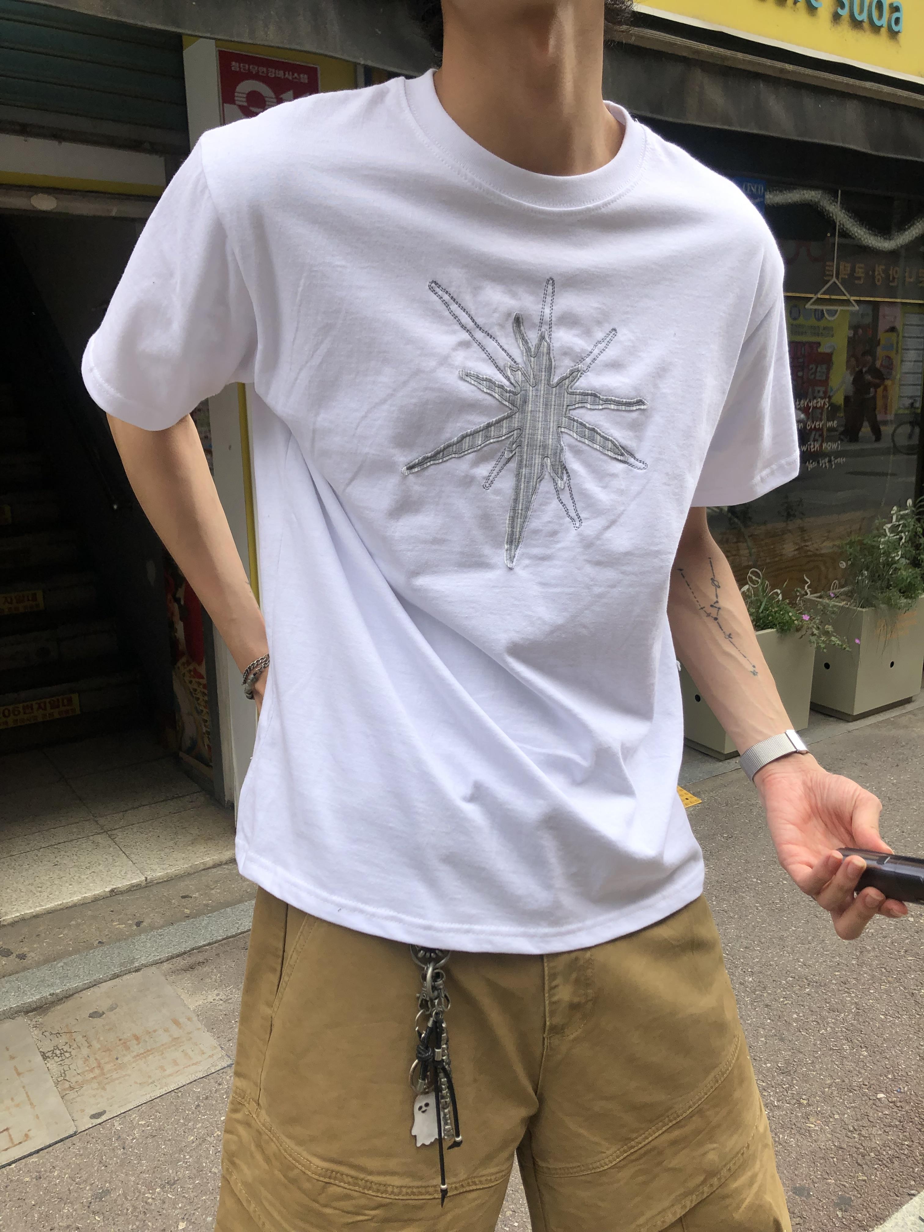 中央復古 放射條紋 刺繡 短版上衣 - 3C4