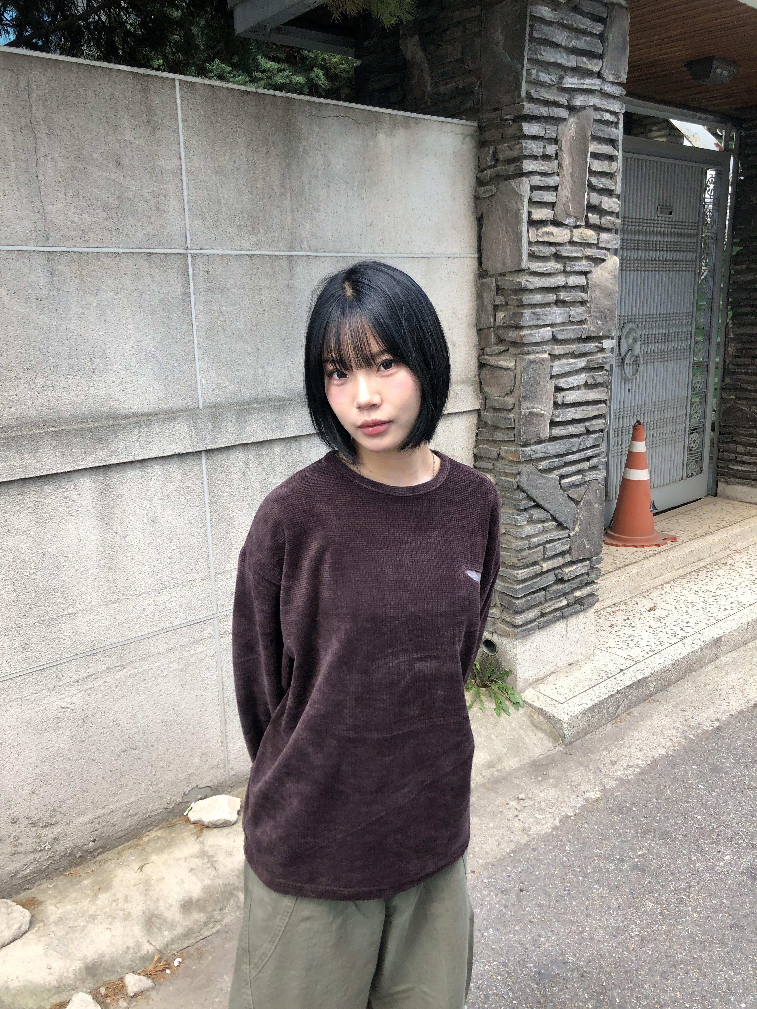 經典復古 口袋格紋 指套設計 短版長袖 - 3C2