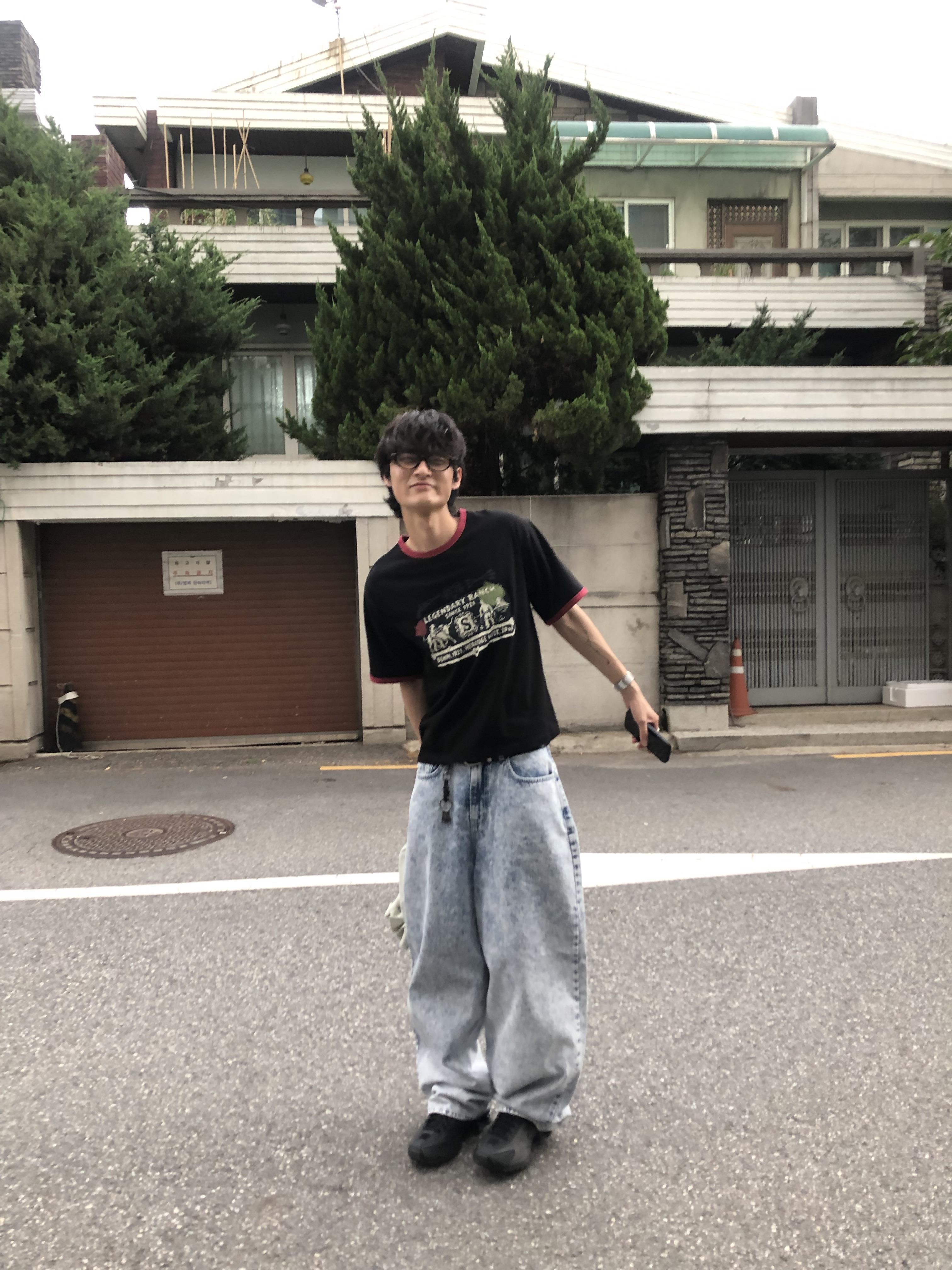 冰原破痕 渲染 雙層口袋 牛仔寬褲 - 1C14
