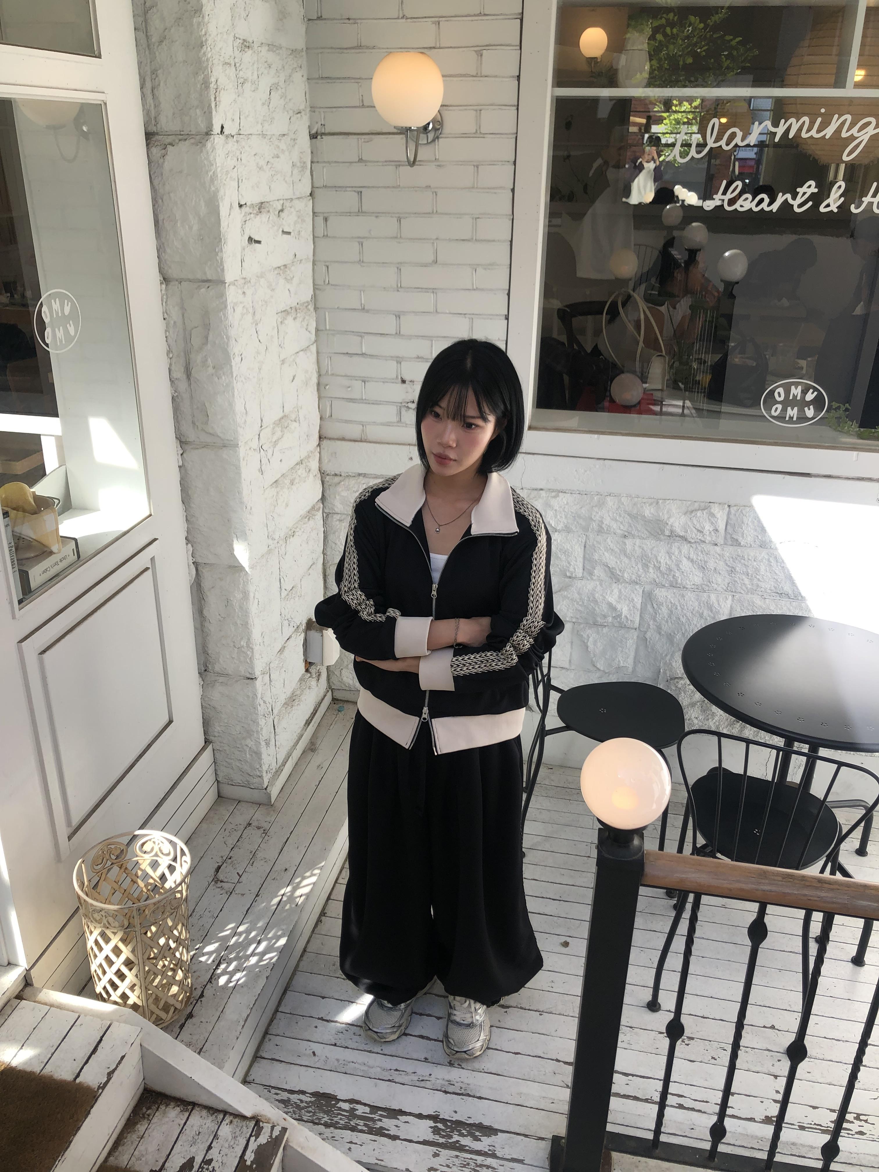 印地安格紋 文藝感 運動配色套裝 短版 外套 - 3C6