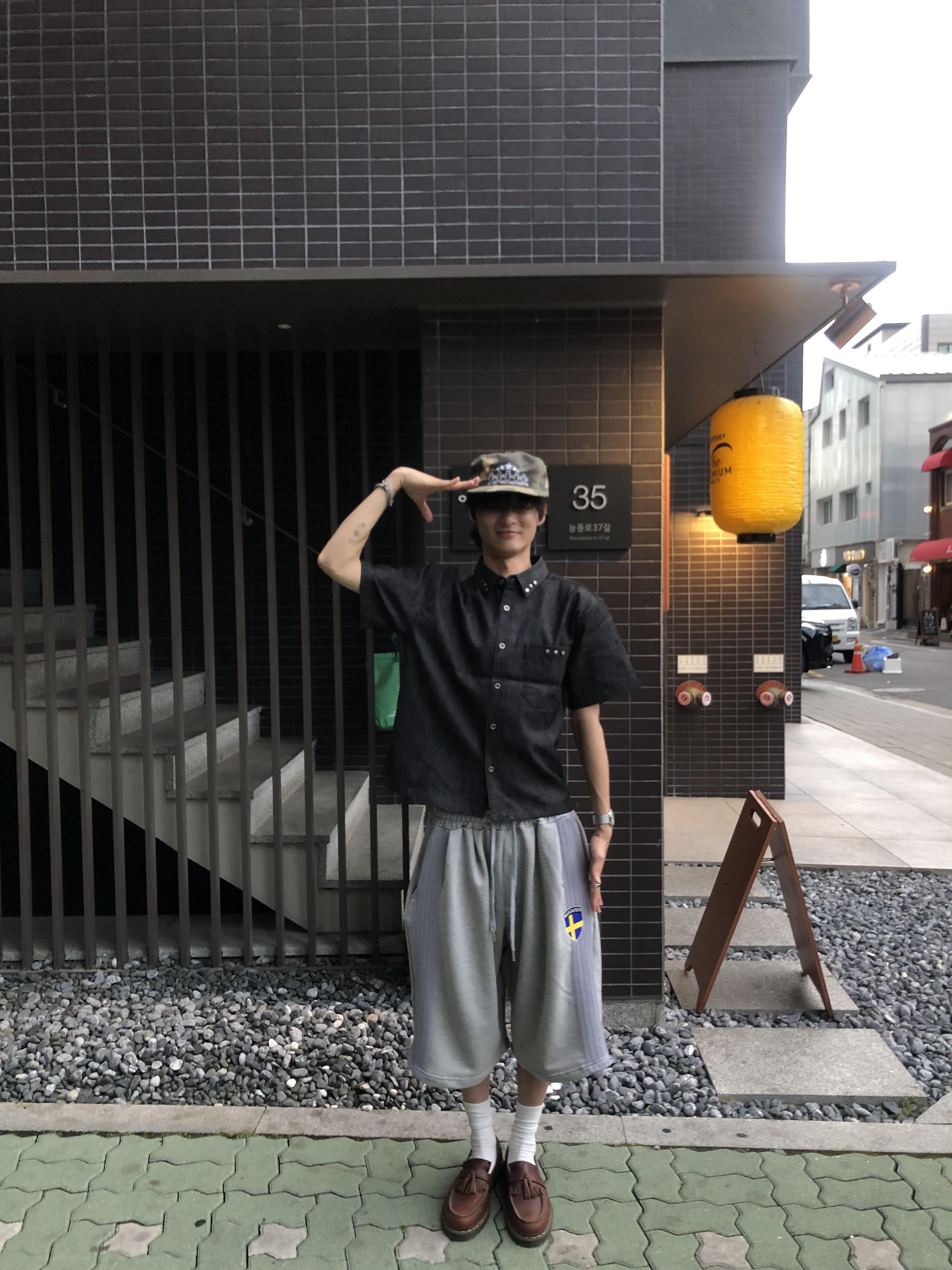 韓系街頭 英倫條紋設計 休閒 7分短褲 - 3C11