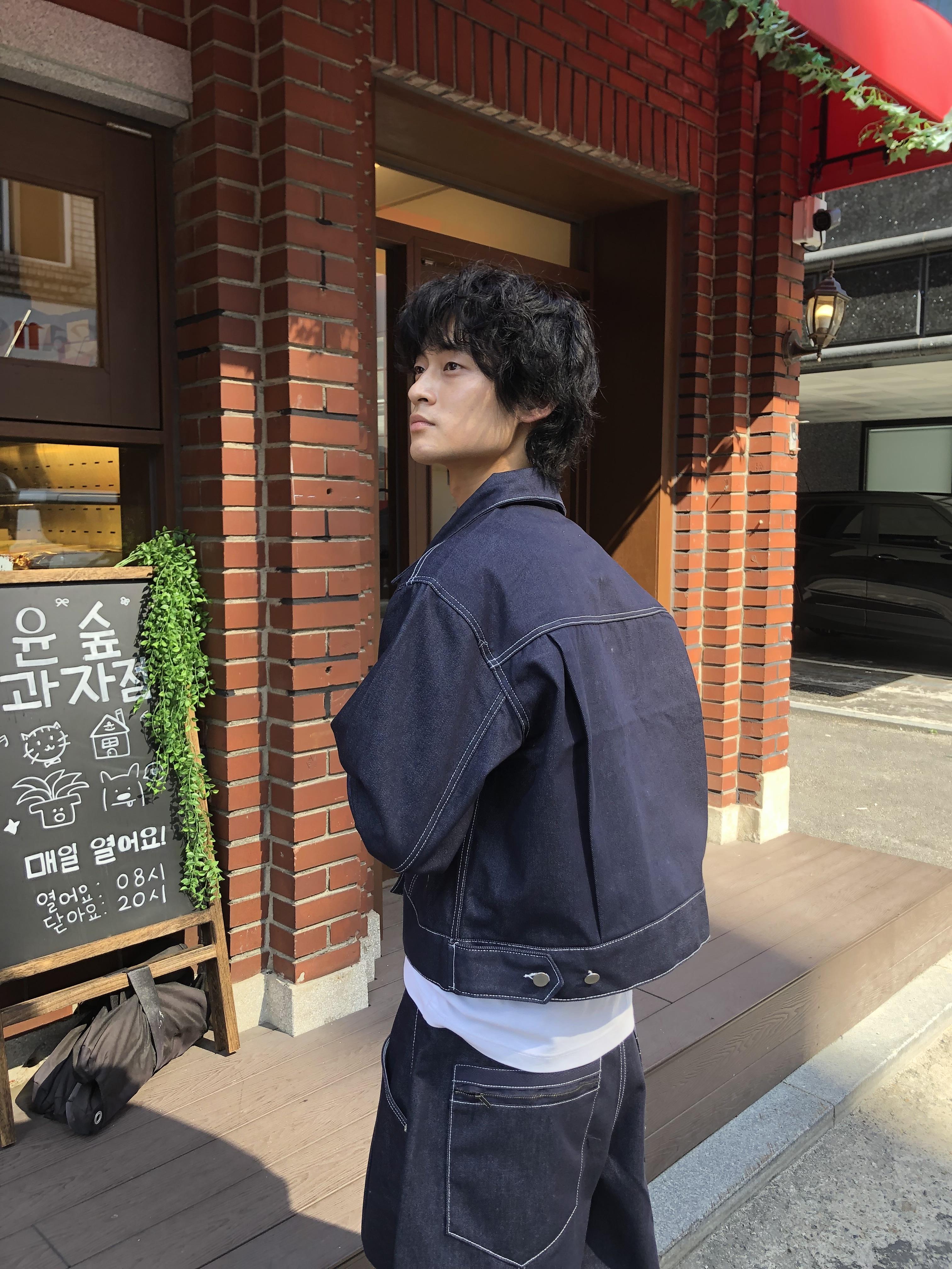 美式街頭 獨特縫線 牛仔套裝 短版 外套 - 2C10
