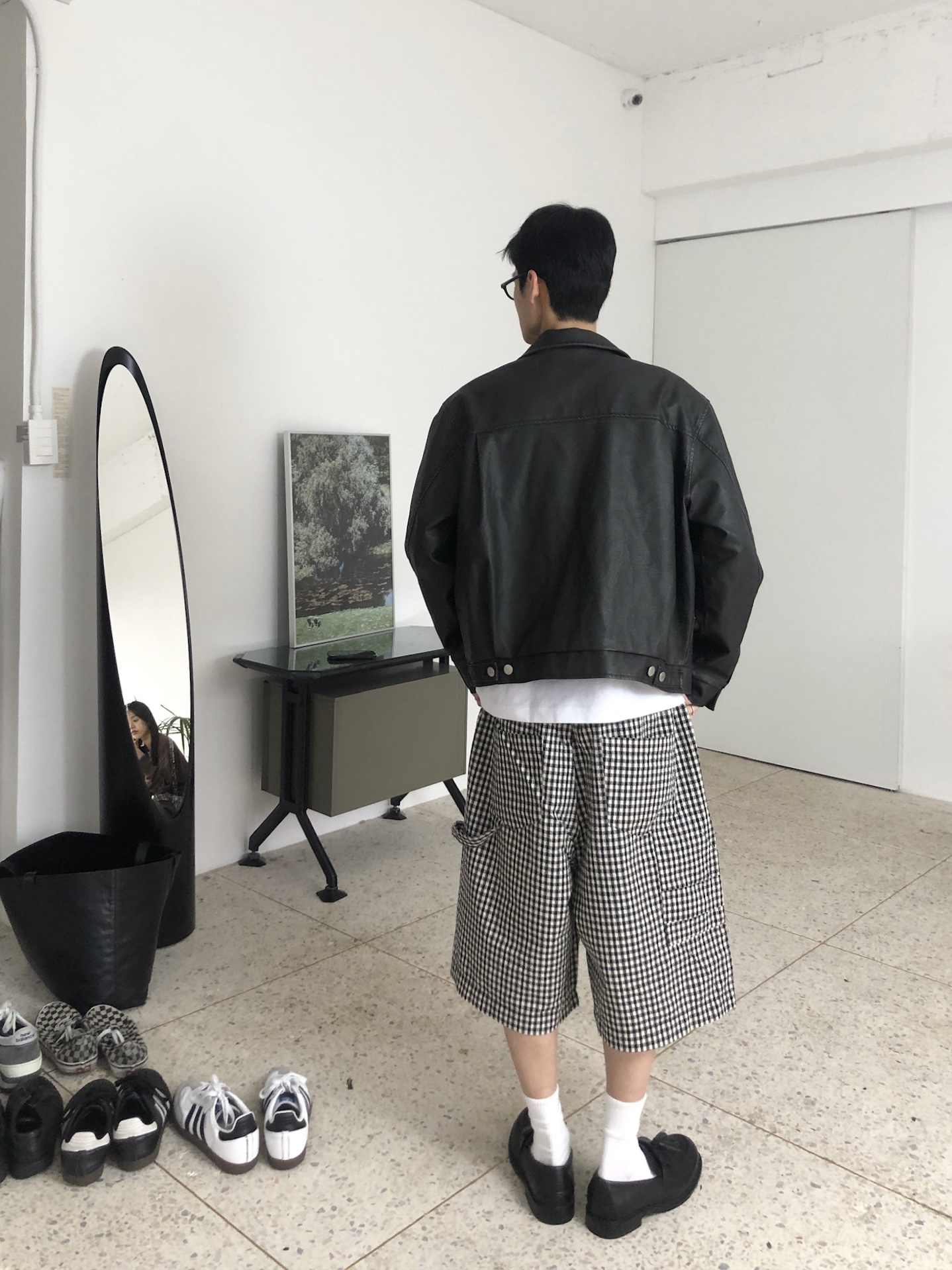 歐美街頭 經典格紋 百慕達 工裝 棉短褲 - 2C4