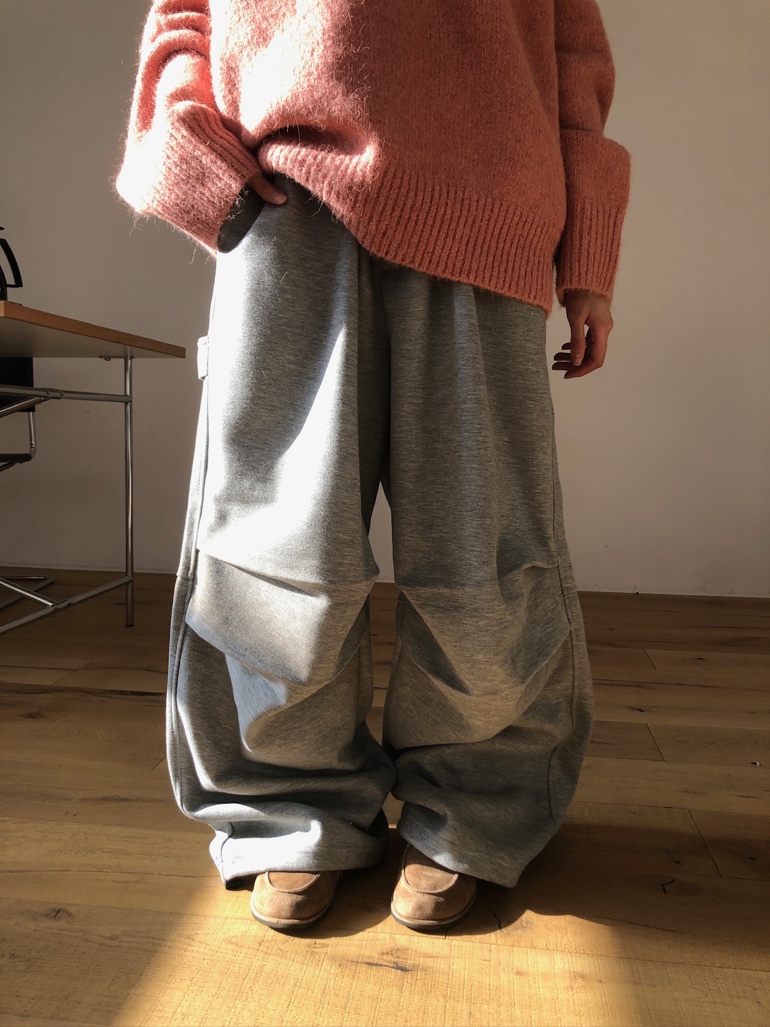 層疊口袋 降落傘 空氣棉 寬版棉褲 - 4C3