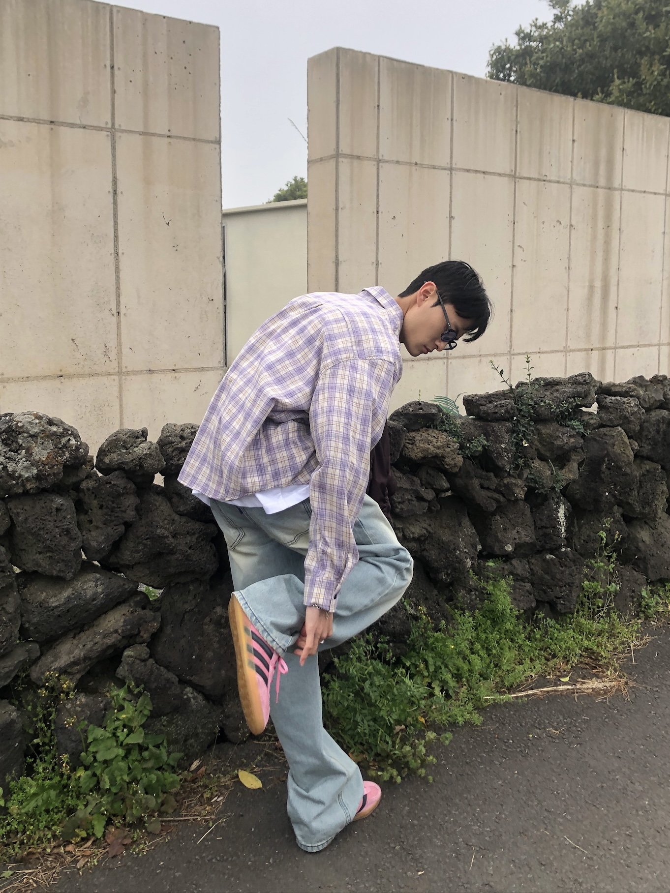 文藝浪漫派 夏季輕薄 撞色格紋 寬鬆襯衫 - 3C9