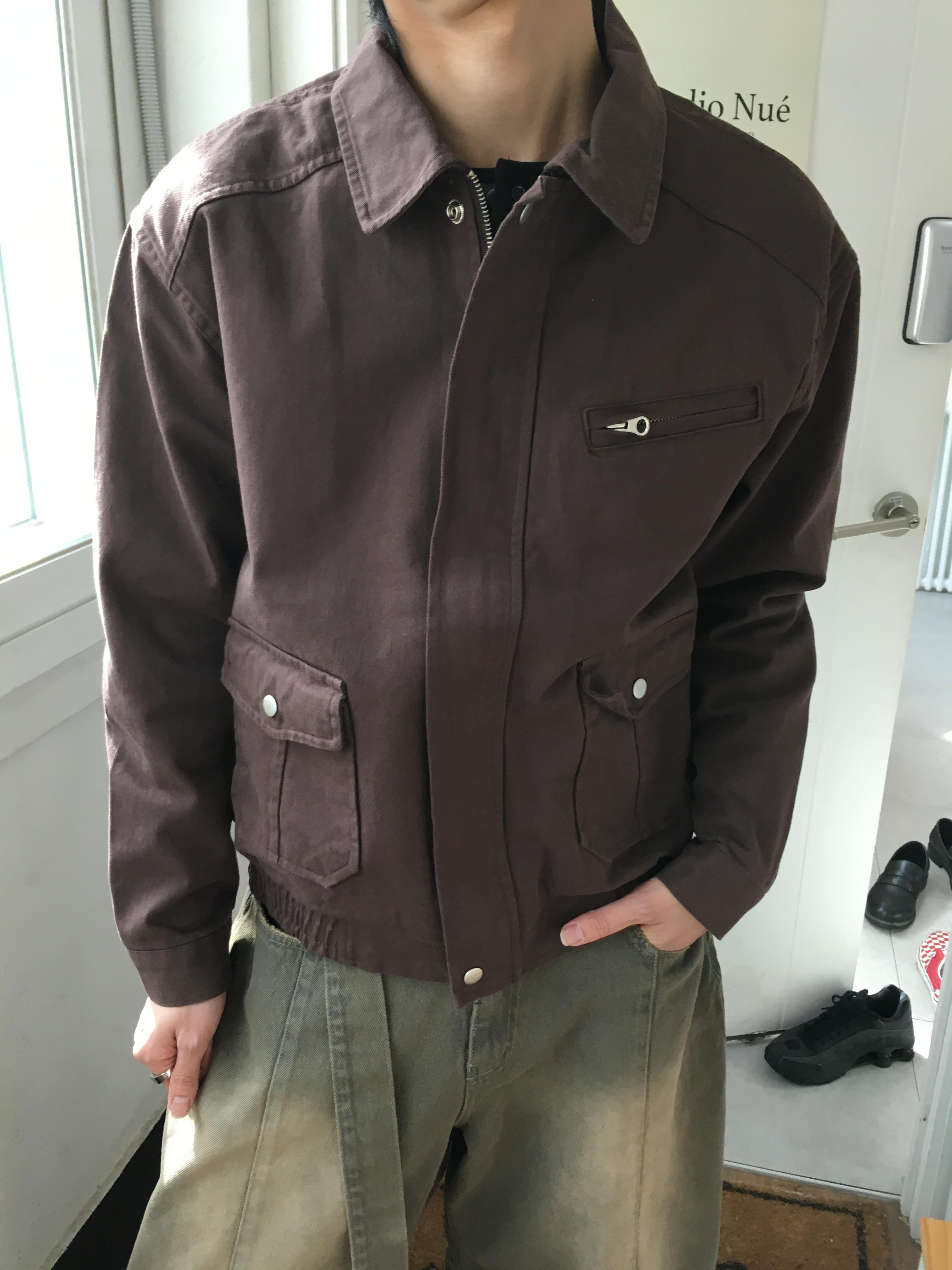 歐美經典款 雙口袋 微短版 牛津夾克 - 3C2