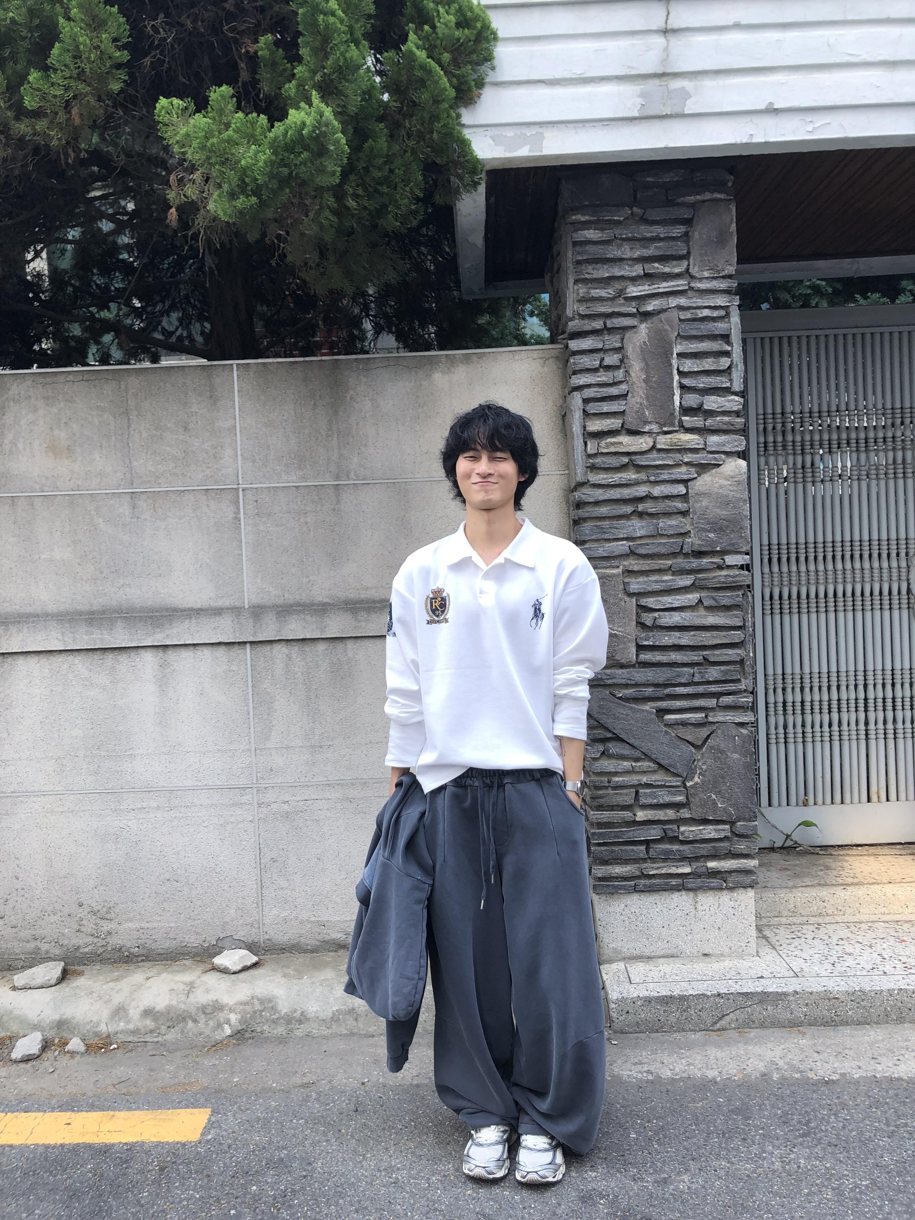 韓系運動風 街頭印刷 微短版 POLO 長袖 - 3C16