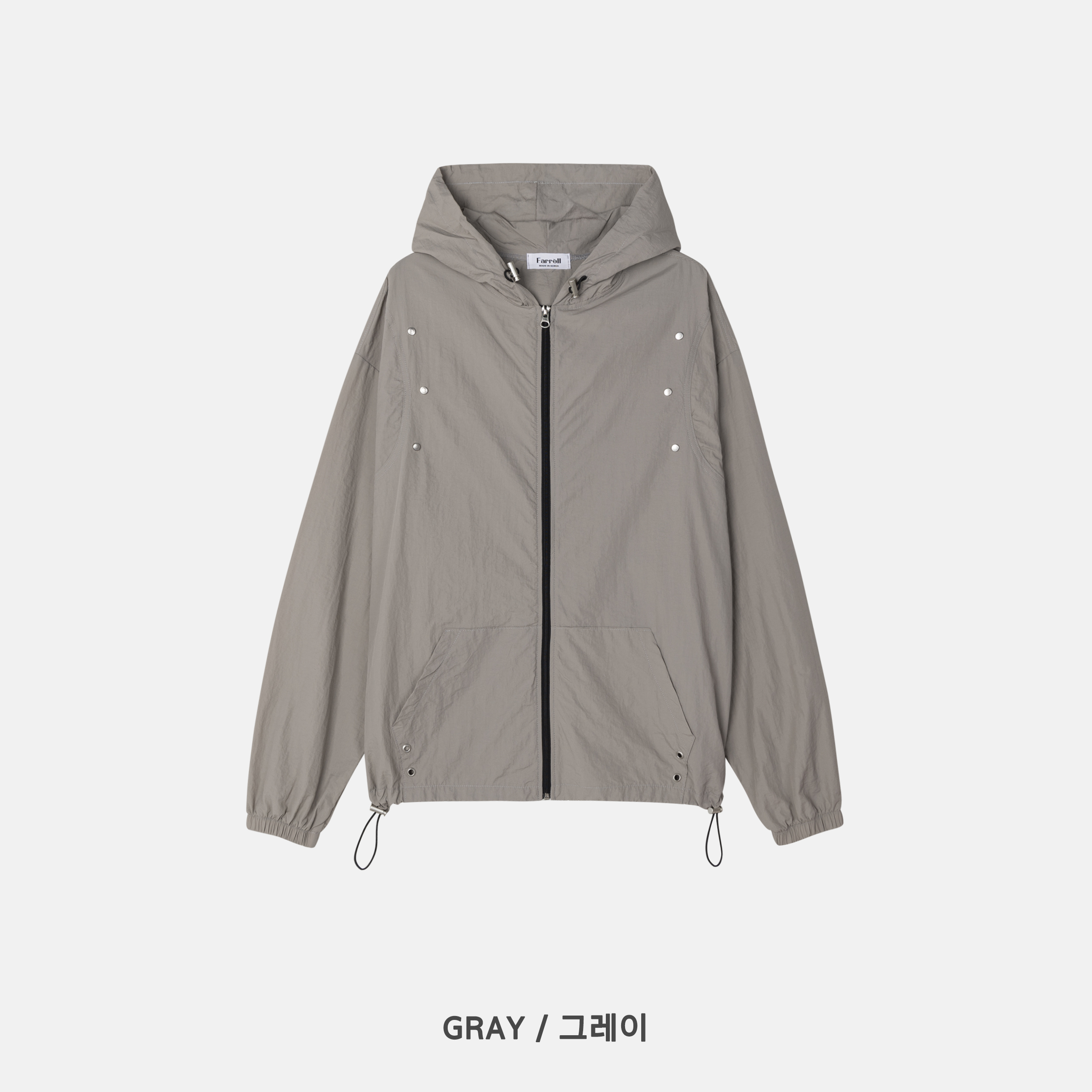 現代街頭 弧形卯釘 夏季風衣 連帽外套 - 3C24