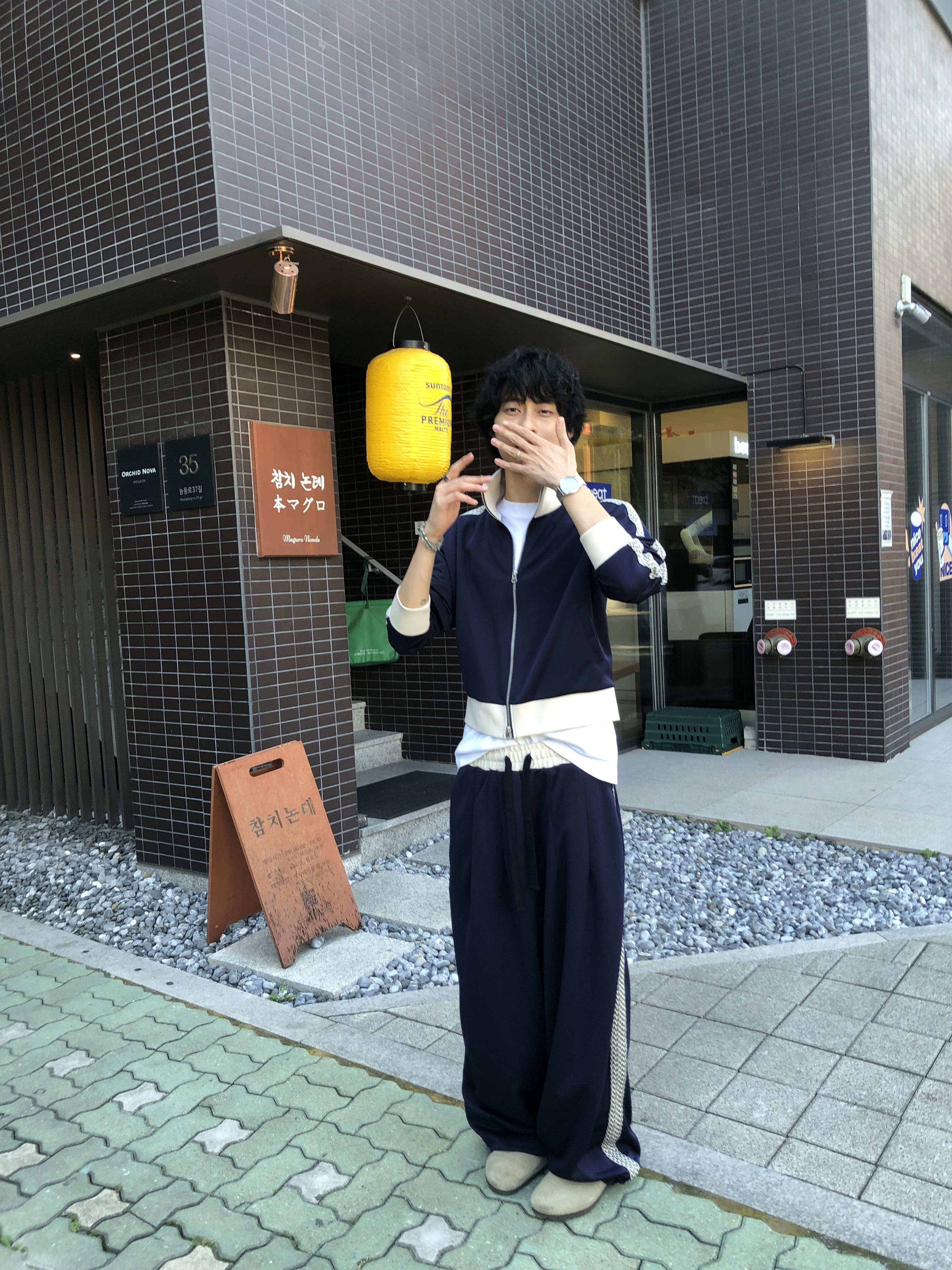 印地安格紋 文藝感 運動配色套裝 寬版 長褲 - 3C16