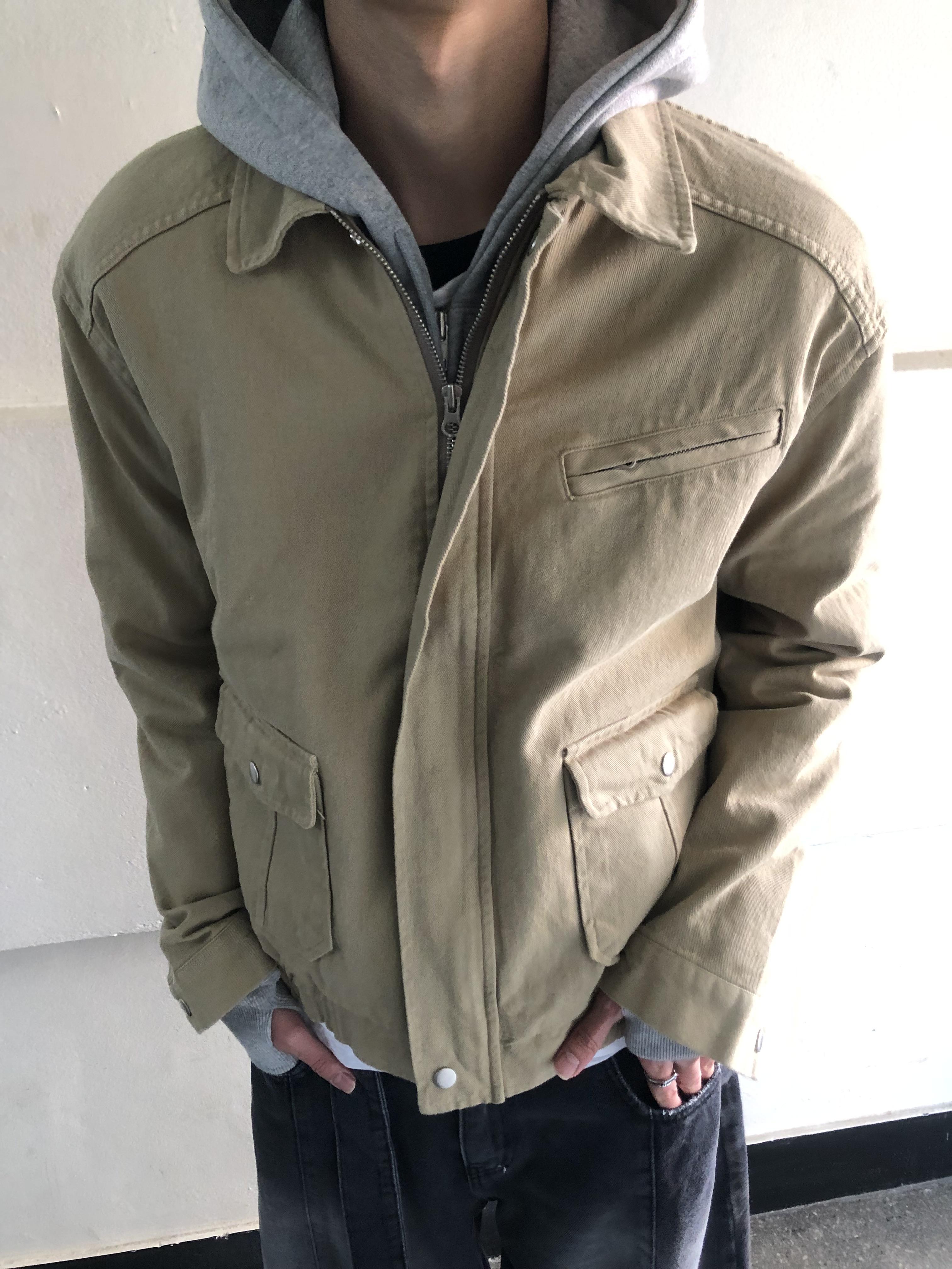 歐美經典款 雙口袋 微短版 牛津夾克 - 3C5