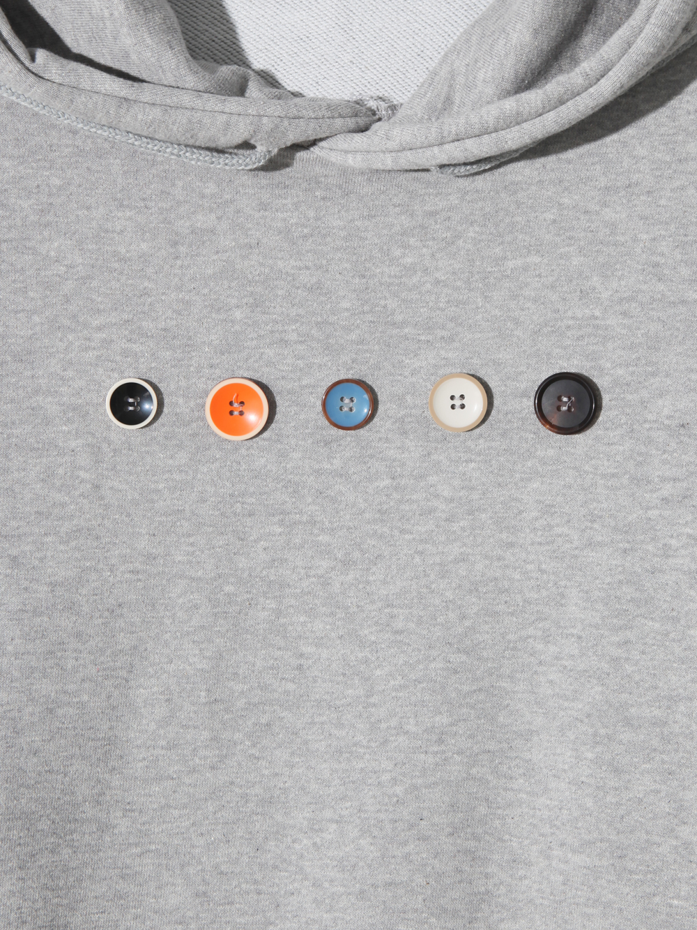 街頭鬆弛 多色鈕扣 寬版 帽T 長袖 - 3C21