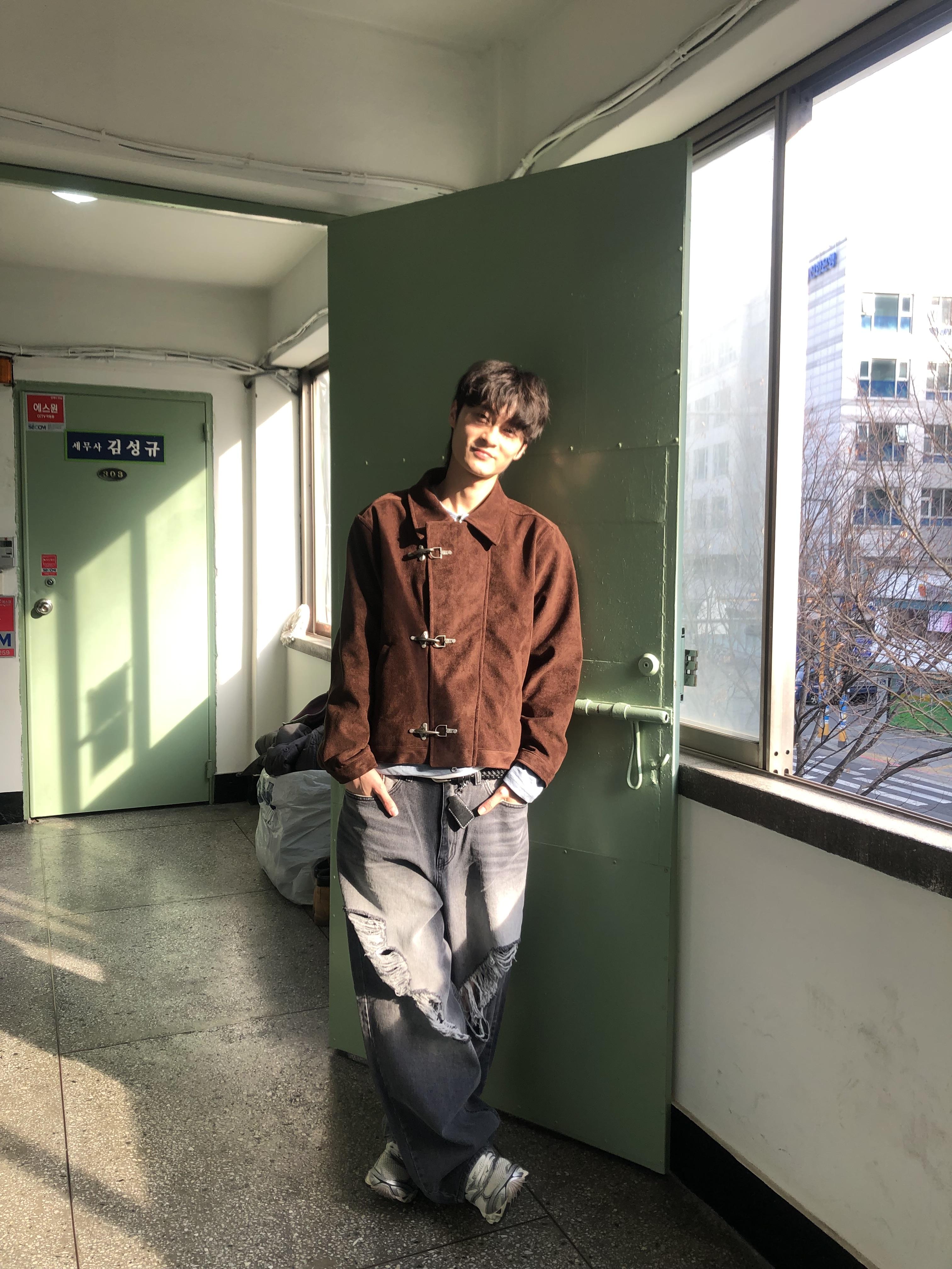 高檔布料 漸層刷色 街頭破洞 牛仔寬褲 - 2C11