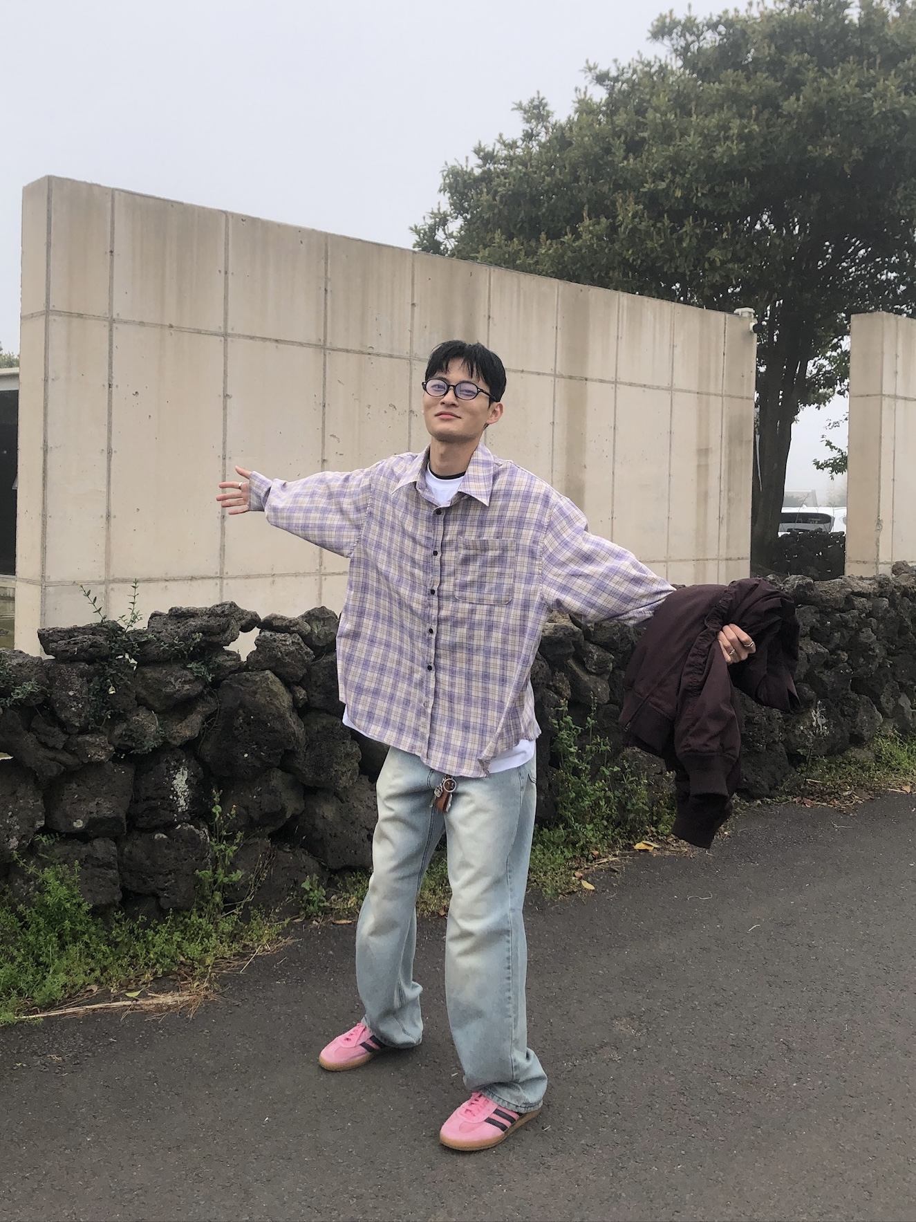 文藝浪漫派 夏季輕薄 撞色格紋 寬鬆襯衫 - 3C17