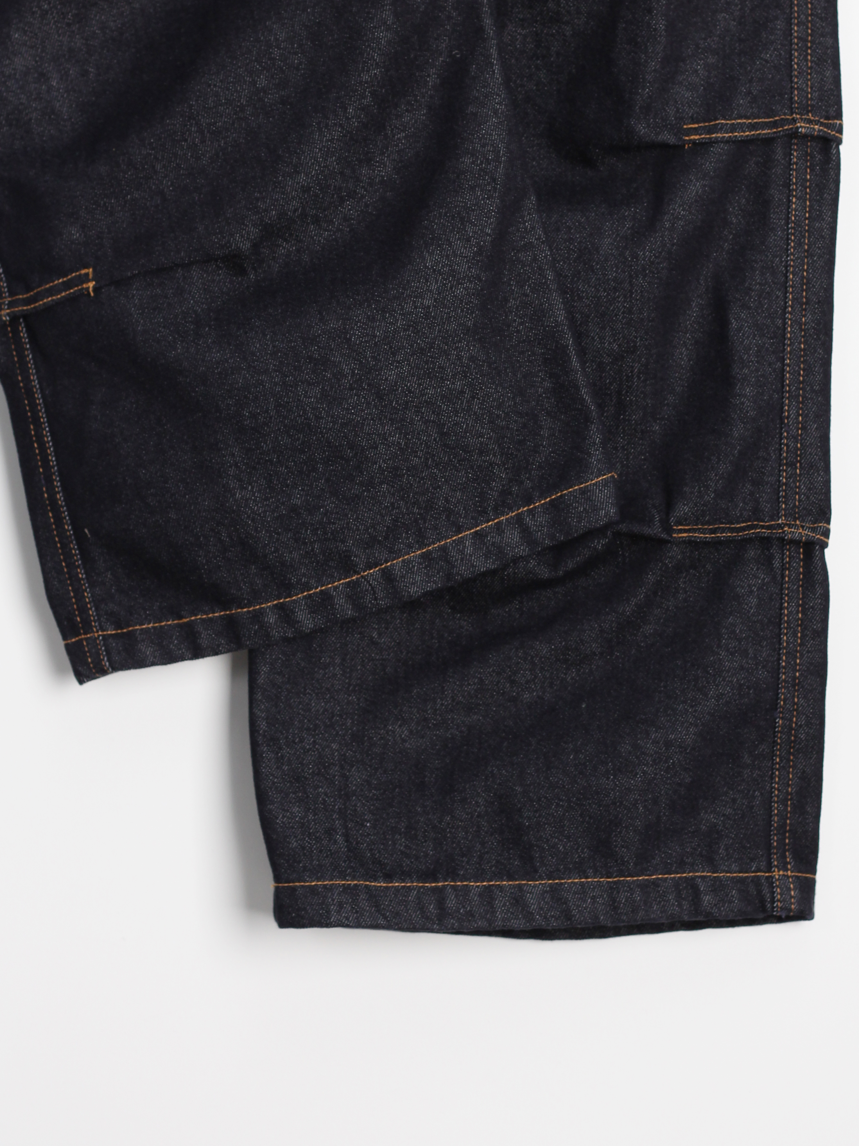 倫敦之眼 三層抓皺 短縫線 原牛 微寬褲 - 1C25