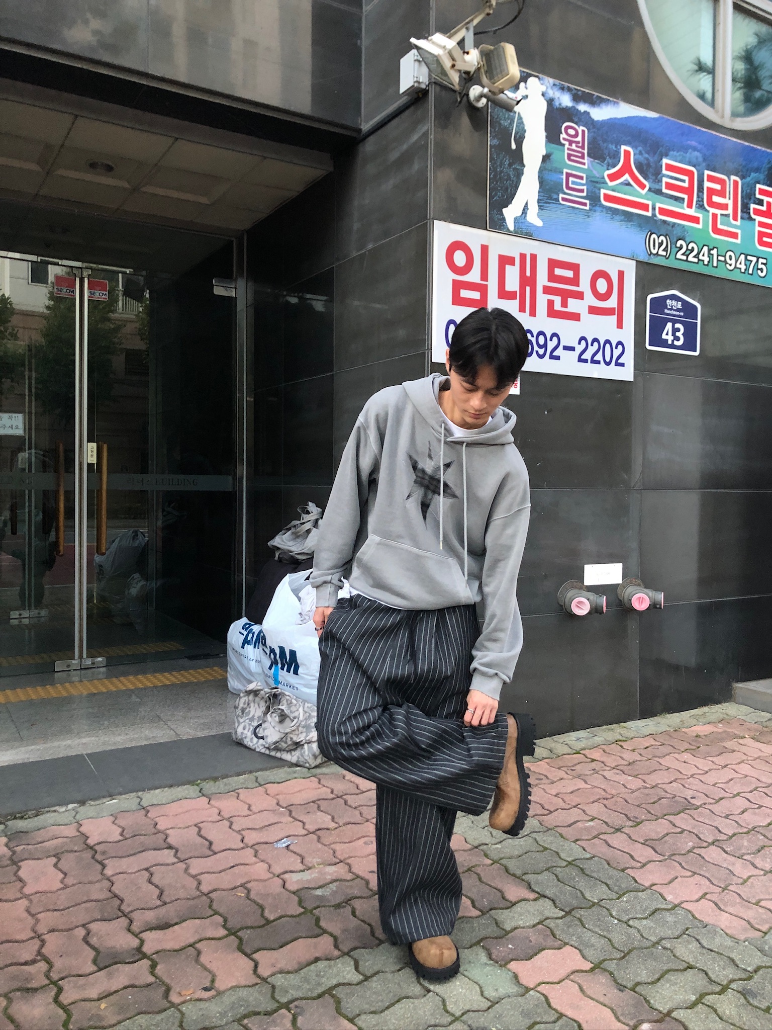 不規則星形 高質感刺繡 水洗帽T 長袖 - 3C6