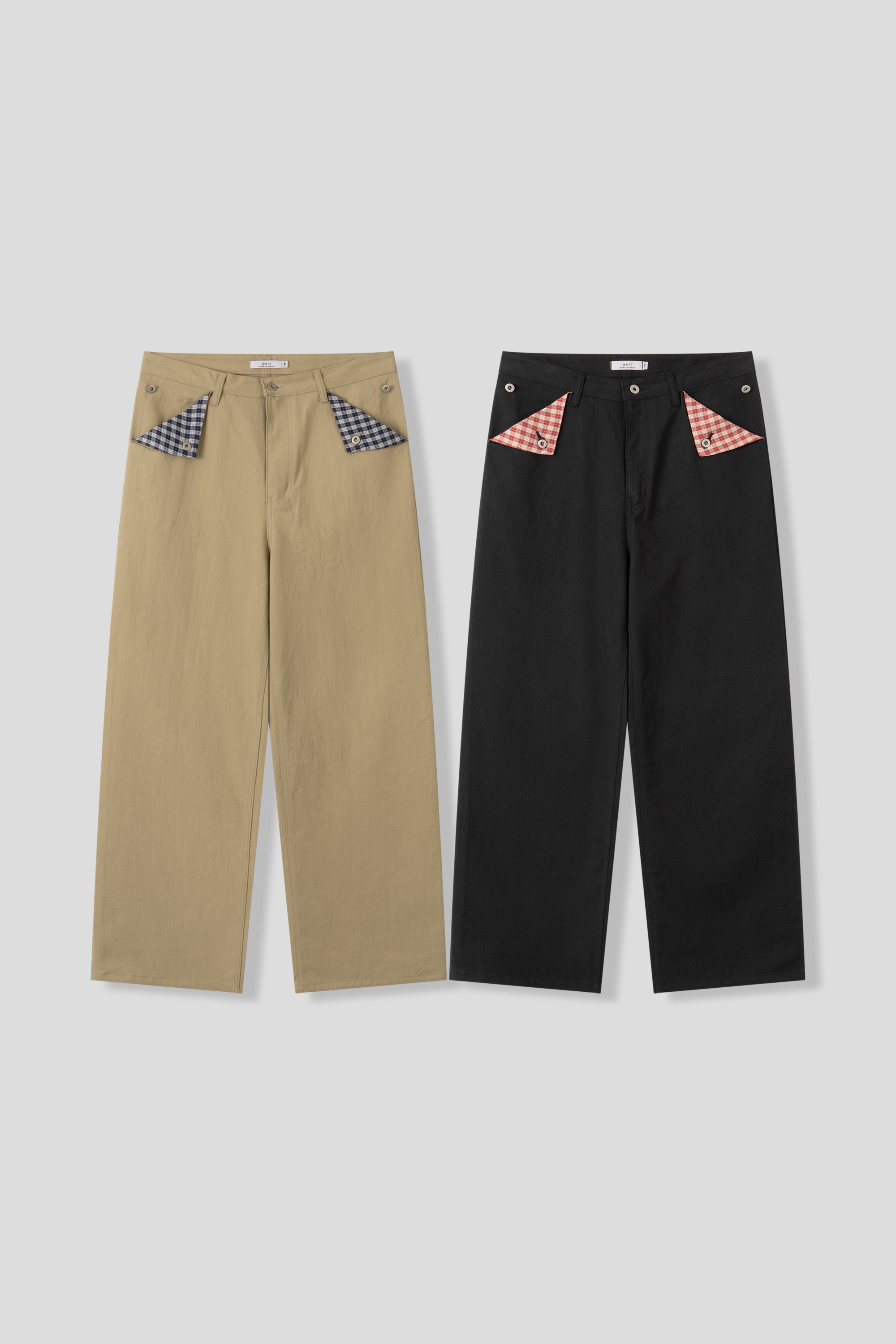 日系街頭 畫龍點睛 格紋設計 微寬褲 - 2C23