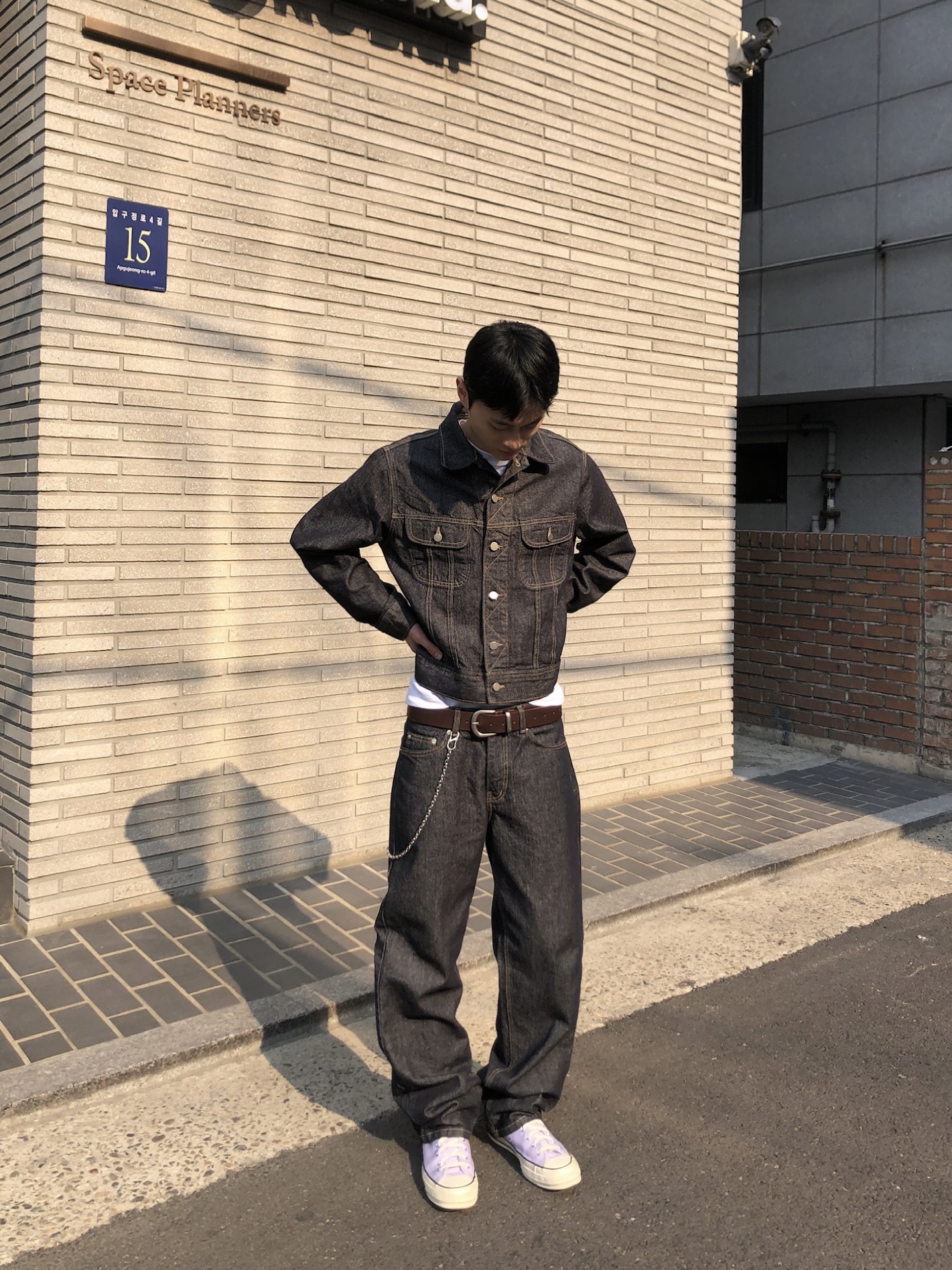 歐美 高街經典 修身直筒 牛仔褲 (set - up) - 1C8