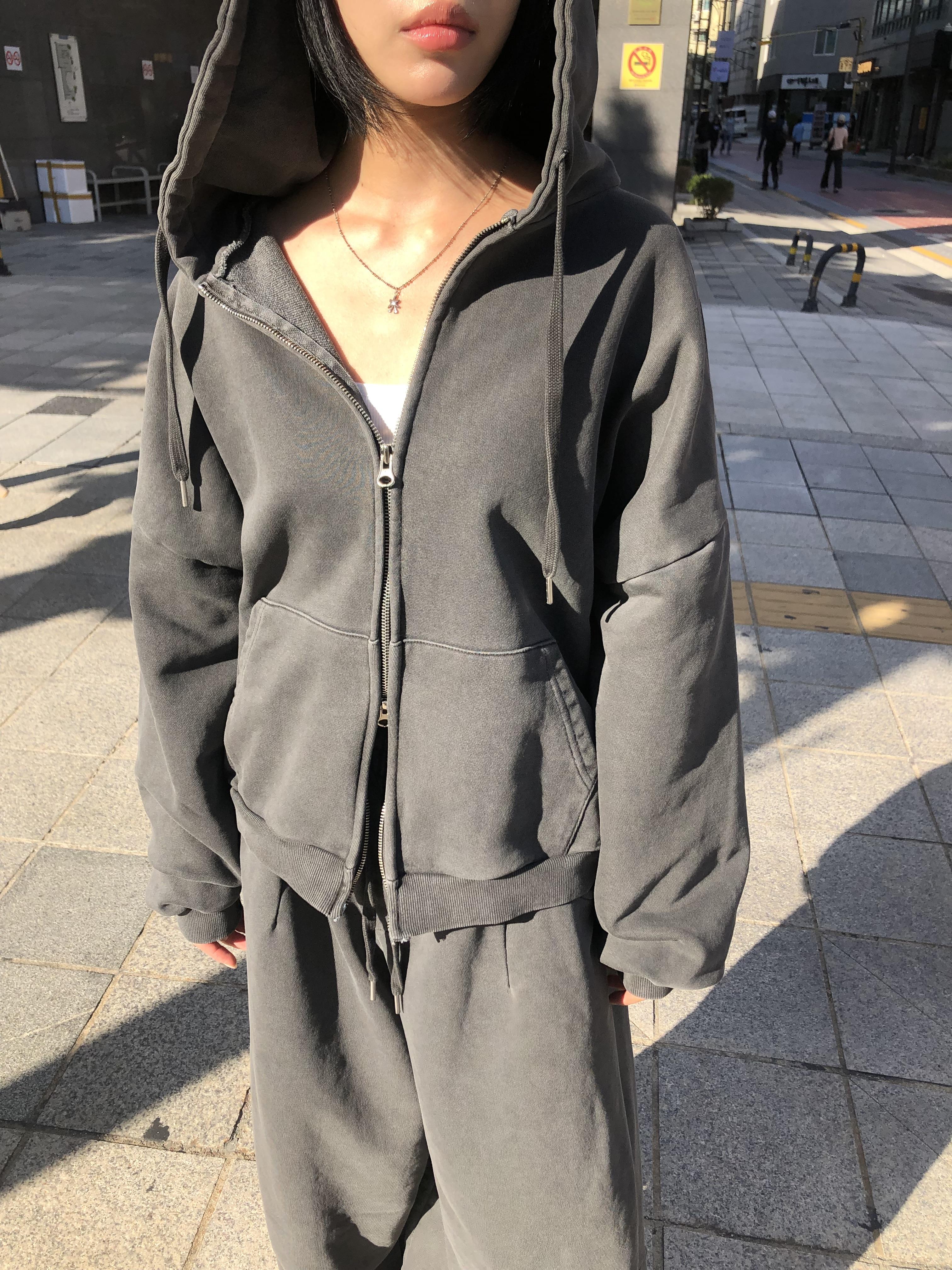 復古經典 做舊刷色 運動套裝 短版 連帽外套 - 2C6