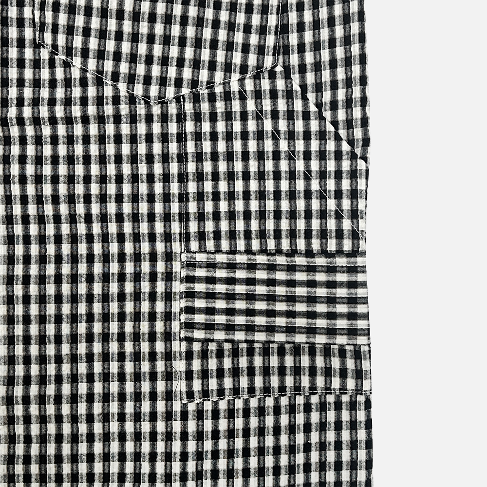 歐美街頭 經典格紋 百慕達 工裝 棉短褲 - 2C20