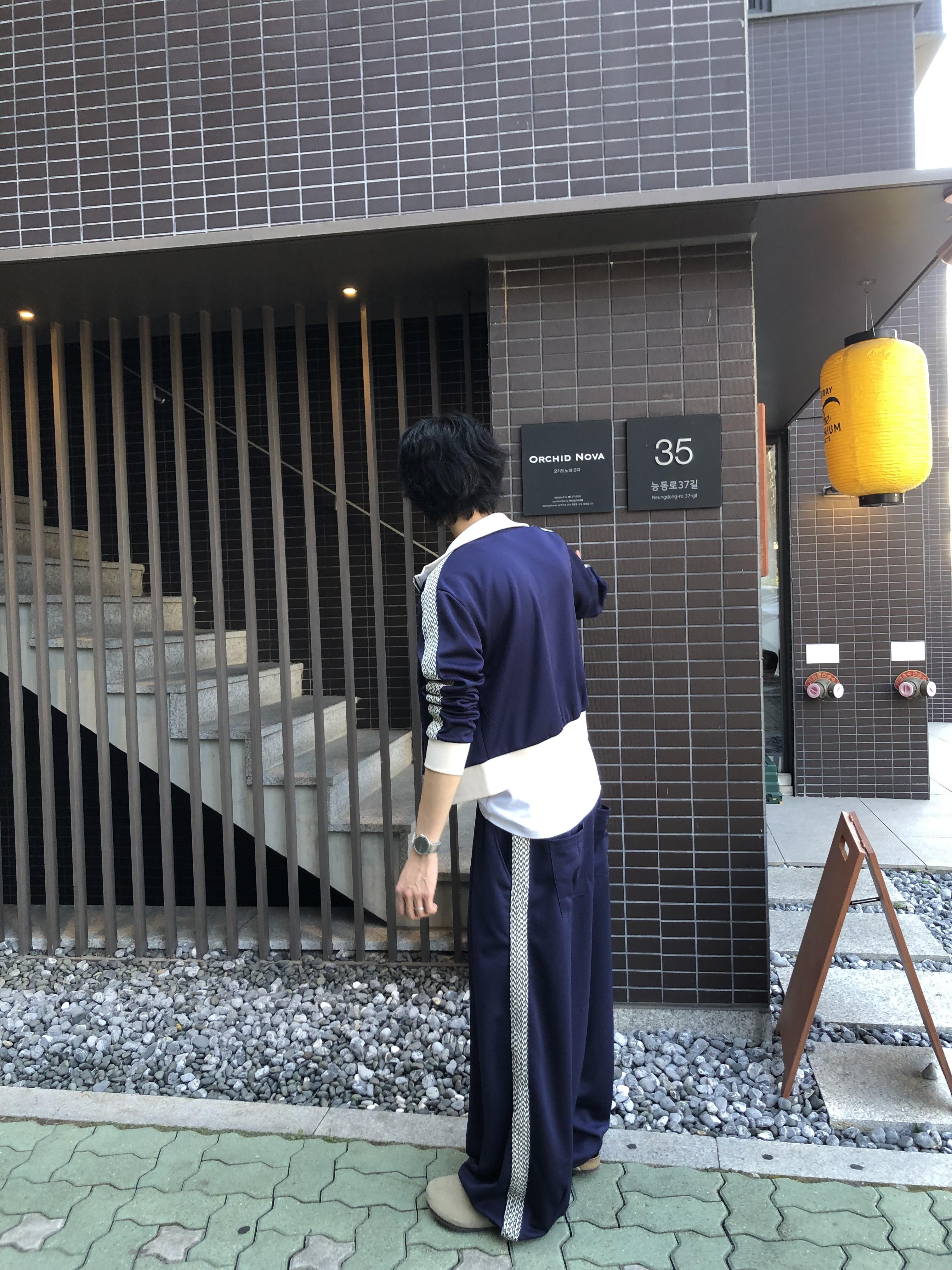 印地安格紋 文藝感 運動配色套裝 寬版 長褲 - 3C15
