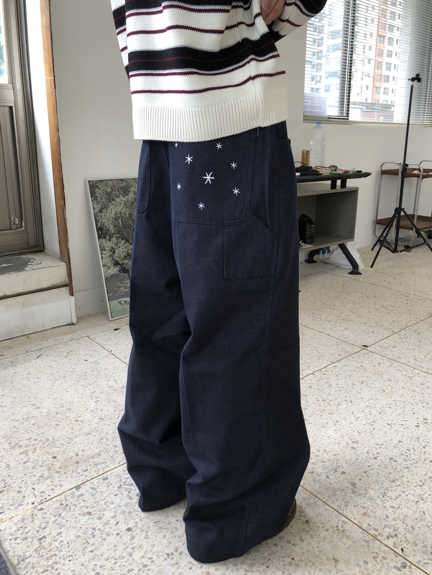 倫敦街頭 星辰大海 高級印染 原牛 寬褲 - 1C7