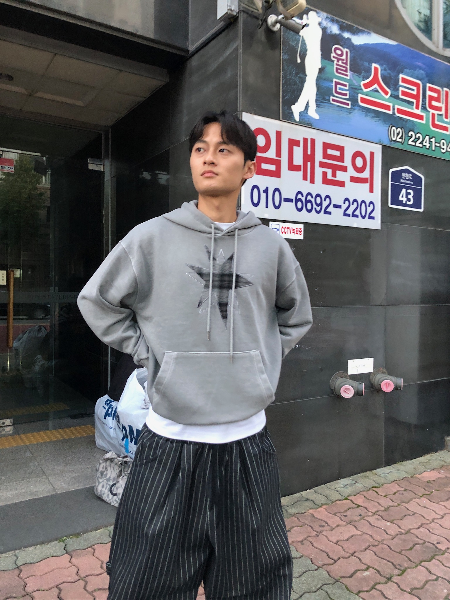 不規則星形 高質感刺繡 水洗帽T 長袖 - 3C2