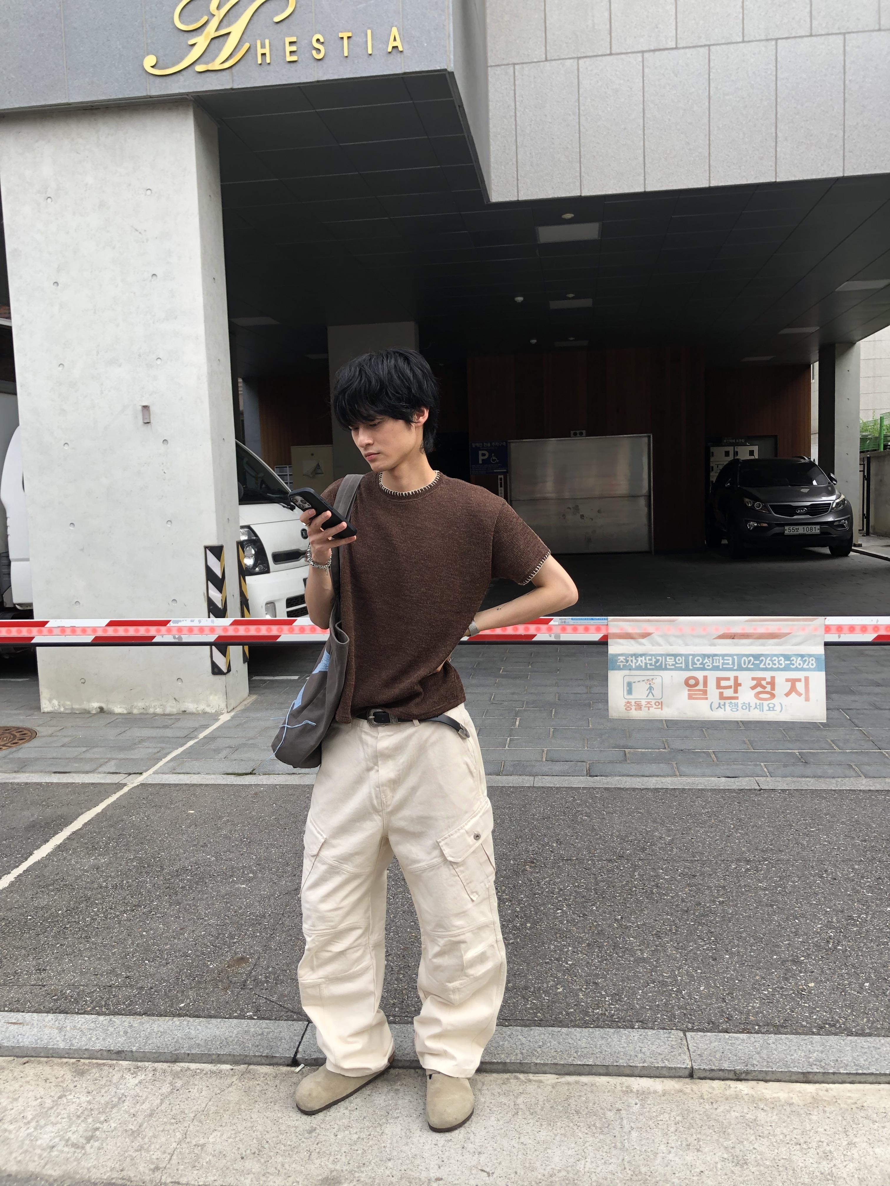夏季針織 極簡風 經典配色 短版 短袖 上衣 - 6C12